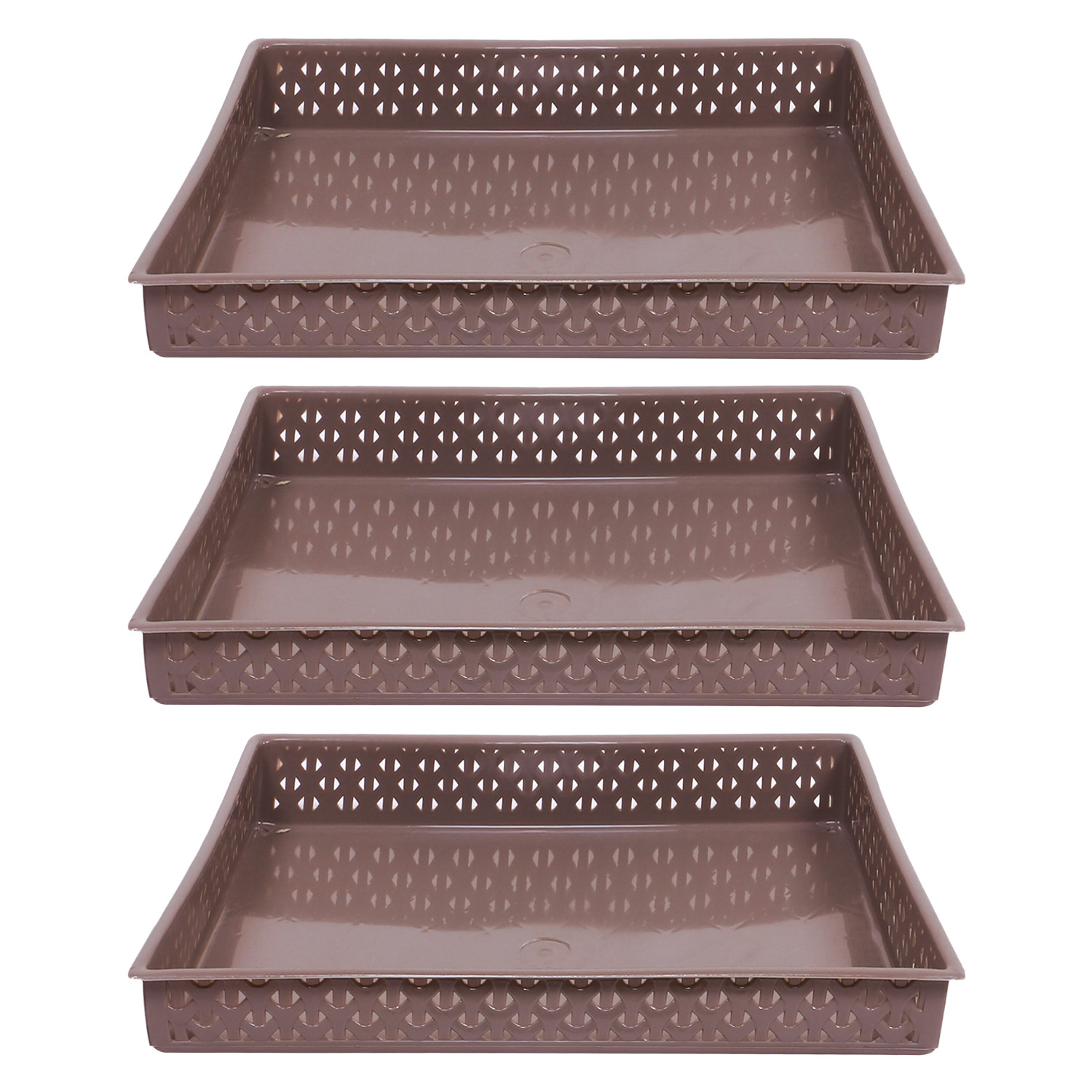 Kuber Industries Storage Tray|Versatile Plastic Storage Organizer|Rectangular Tray for Kitchen Storage|Storage Tray for office|ALEXA-15 (Coffee)