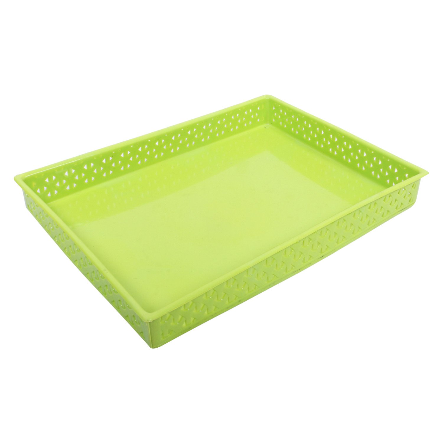 Kuber Industries Storage Tray|Versatile Plastic Storage Organizer|Rectangular Tray for Kitchen Storage|Storage Tray for office|ALEXA-15 (Green)