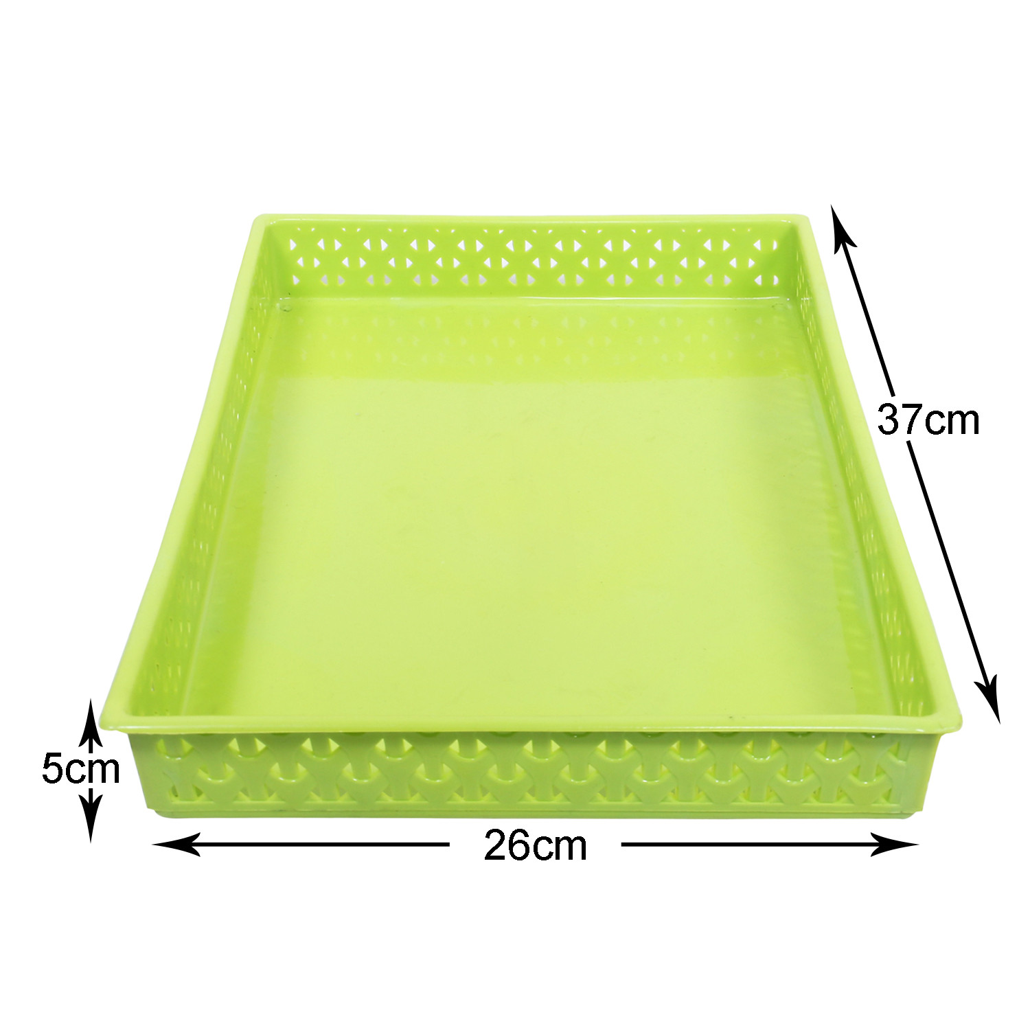 Kuber Industries Storage Tray|Versatile Plastic Storage Organizer|Rectangular Tray for Kitchen Storage|Storage Tray for office|ALEXA-15 (Green)