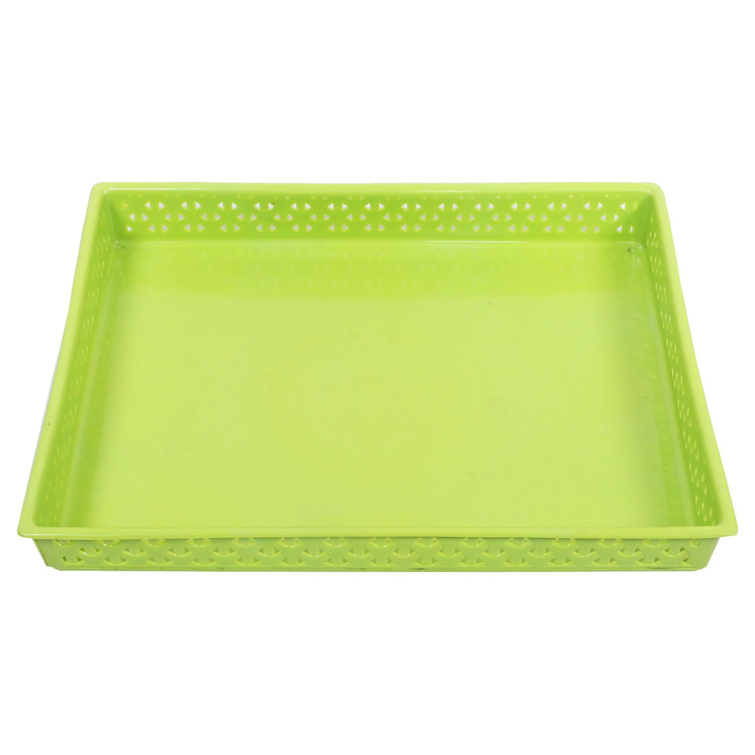 Kuber Industries Storage Tray|Versatile Plastic Storage Organizer|Rectangular Tray for Kitchen Storage|Storage Tray for office|ALEXA-15 (Green)