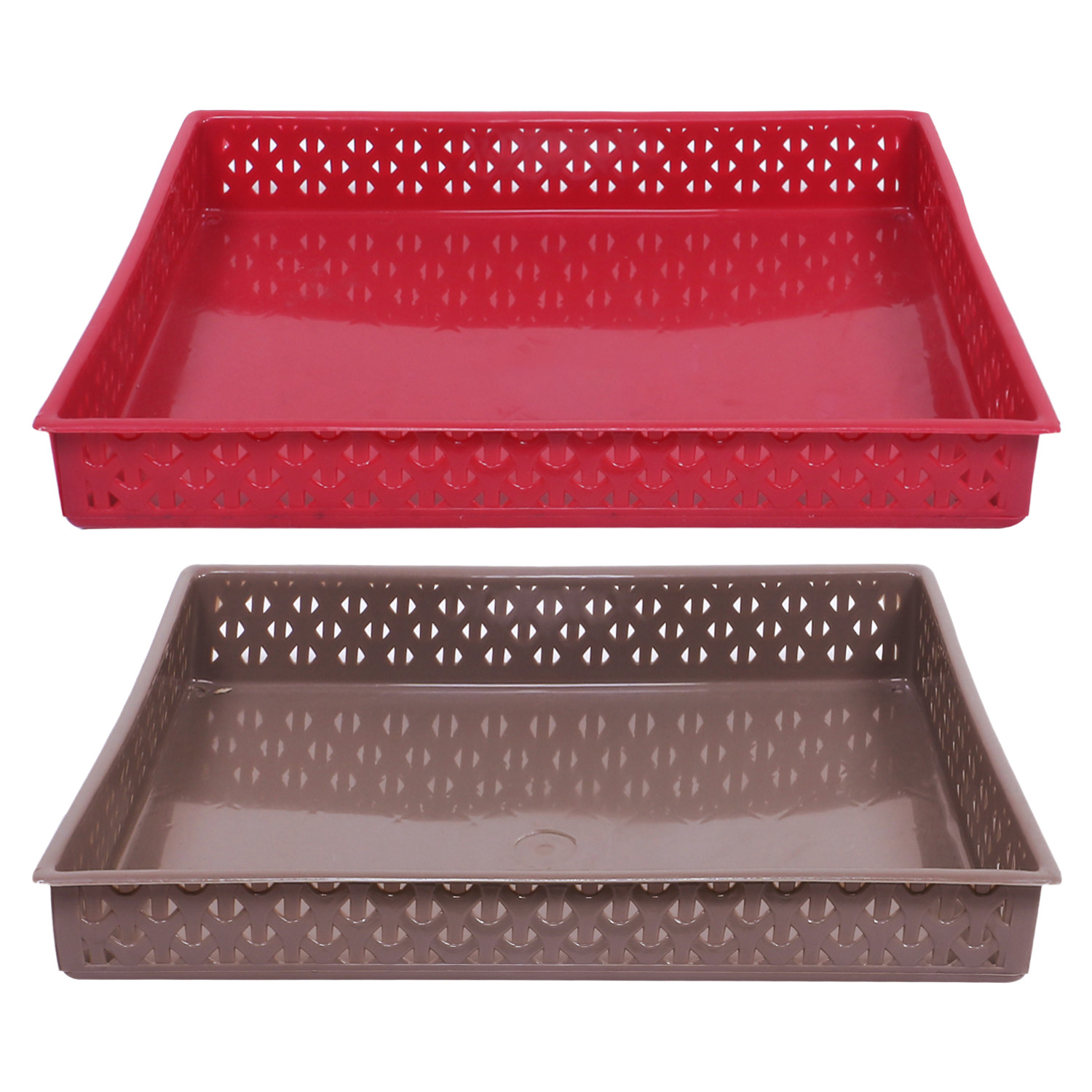 Kuber Industries Storage Tray|Versatile Plastic Storage Organizer|Rectangular Tray for Kitchen Storage|Storage Tray for office|ALEXA-15|Pack of 2 (Multicolor)