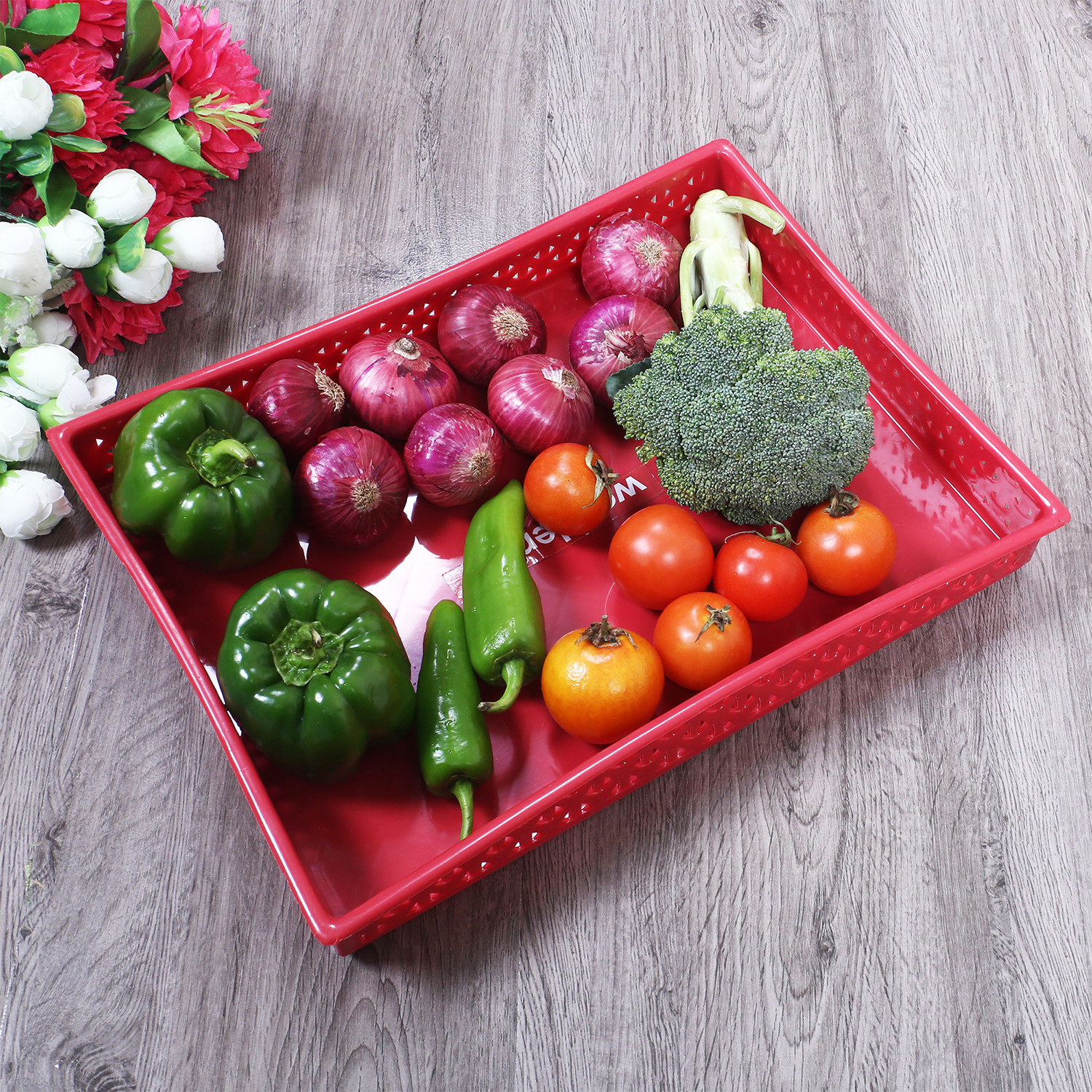 Kuber Industries Storage Tray|Versatile Plastic Storage Organizer|Rectangular Tray for Kitchen Storage|Storage Tray for office|ALEXA-15|Pack of 2 (Multicolor)