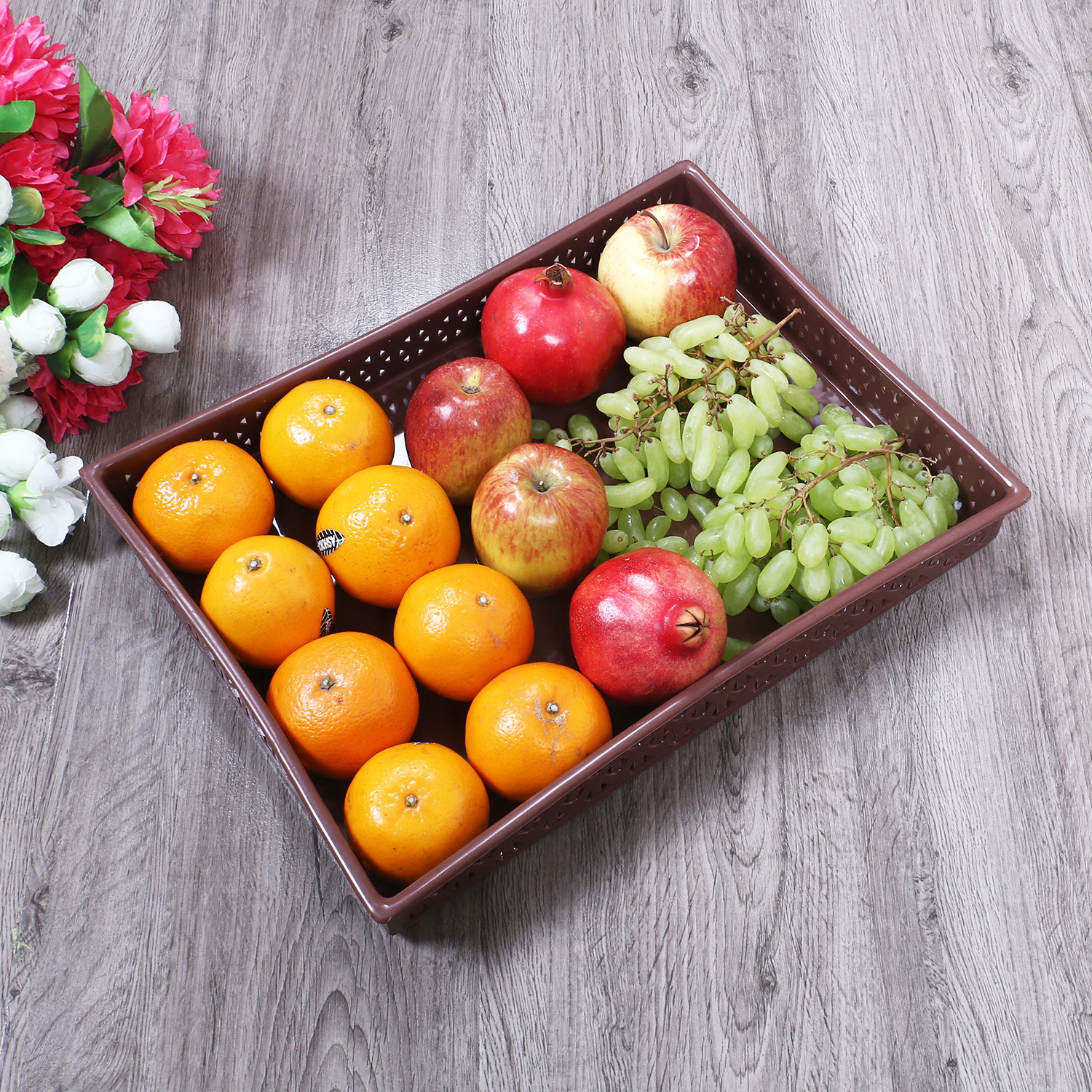 Kuber Industries Storage Tray|Versatile Plastic Storage Organizer|Rectangular Tray for Kitchen Storage|Storage Tray for office|ALEXA-15|Pack of 2 (Multicolor)