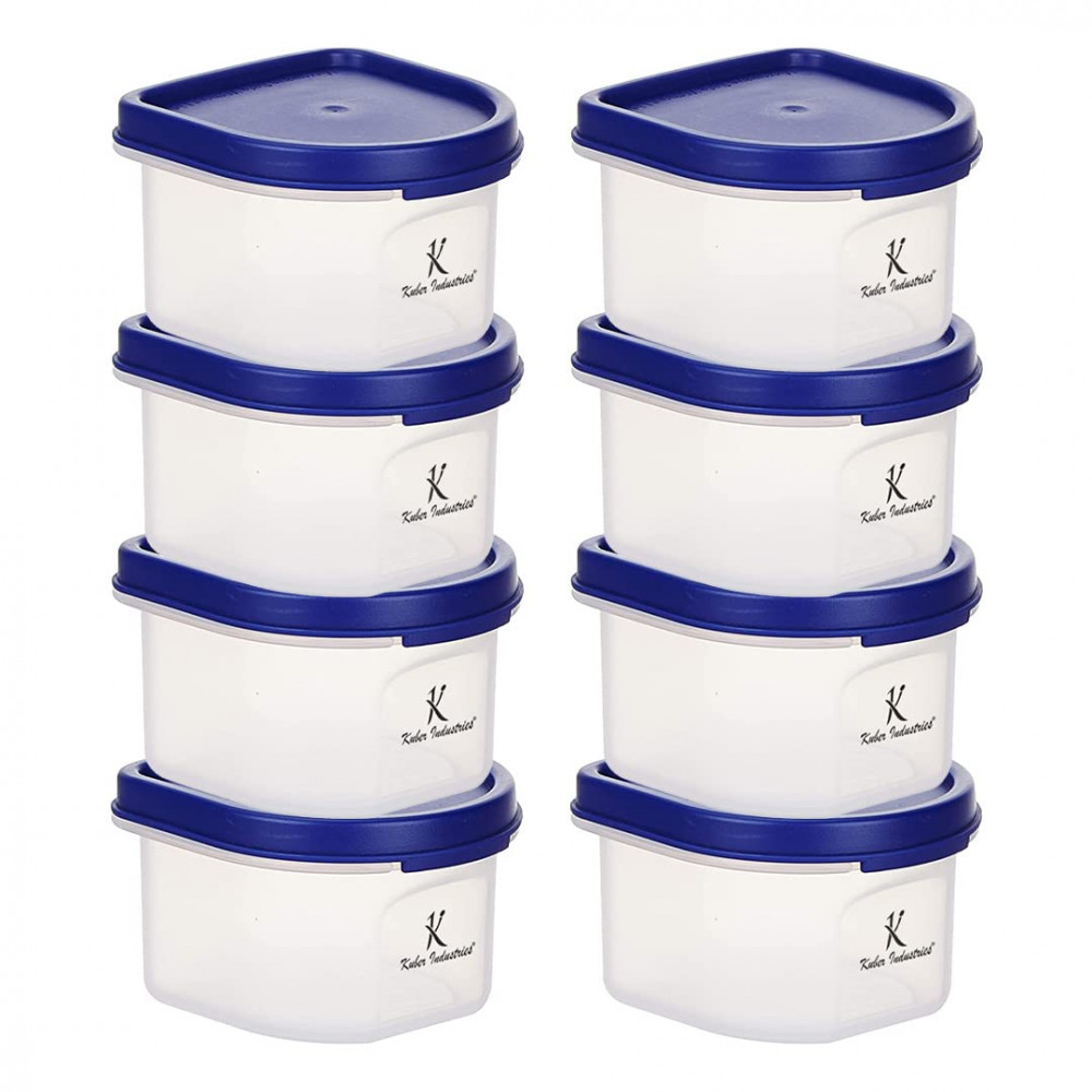 Kuber Industries Storage Utility Container|Plastic Unbreakable Food Storage Jar|Leak Roof,BPA Free Food Kitchen Organizer With Lid,250 ML,Pack of 8 (White)