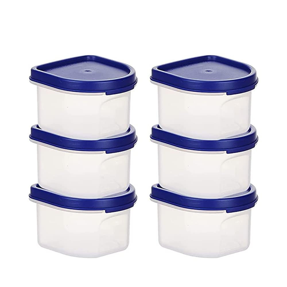 Kuber Industries Storage Utility Container|Plastic Unbreakable Food Storage Jar|Leak Roof,BPA Free Food Kitchen Organizer with Lid,250 ML,Pack of 6 (White)
