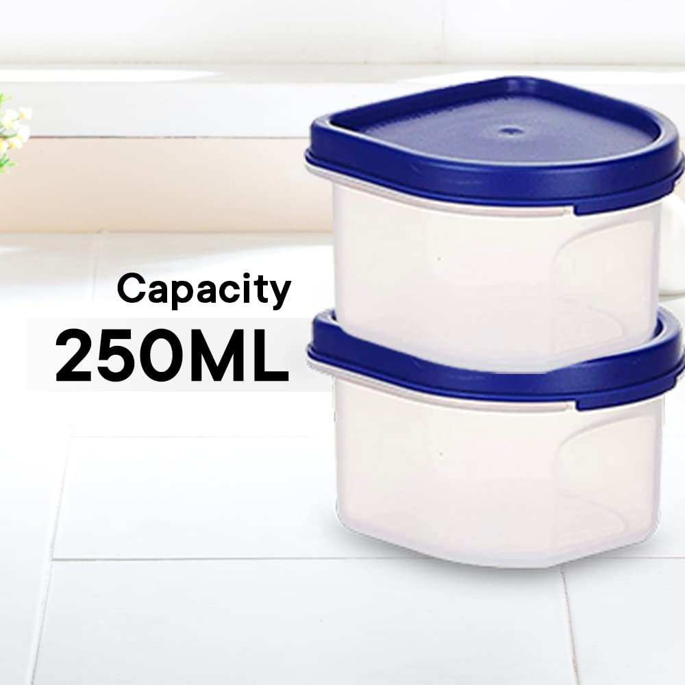 Kuber Industries Storage Utility Container|Plastic Unbreakable Food Storage Jar|Leak Roof,BPA Free Food Kitchen Organizer with Lid,250 ML,Pack of 6 (White)