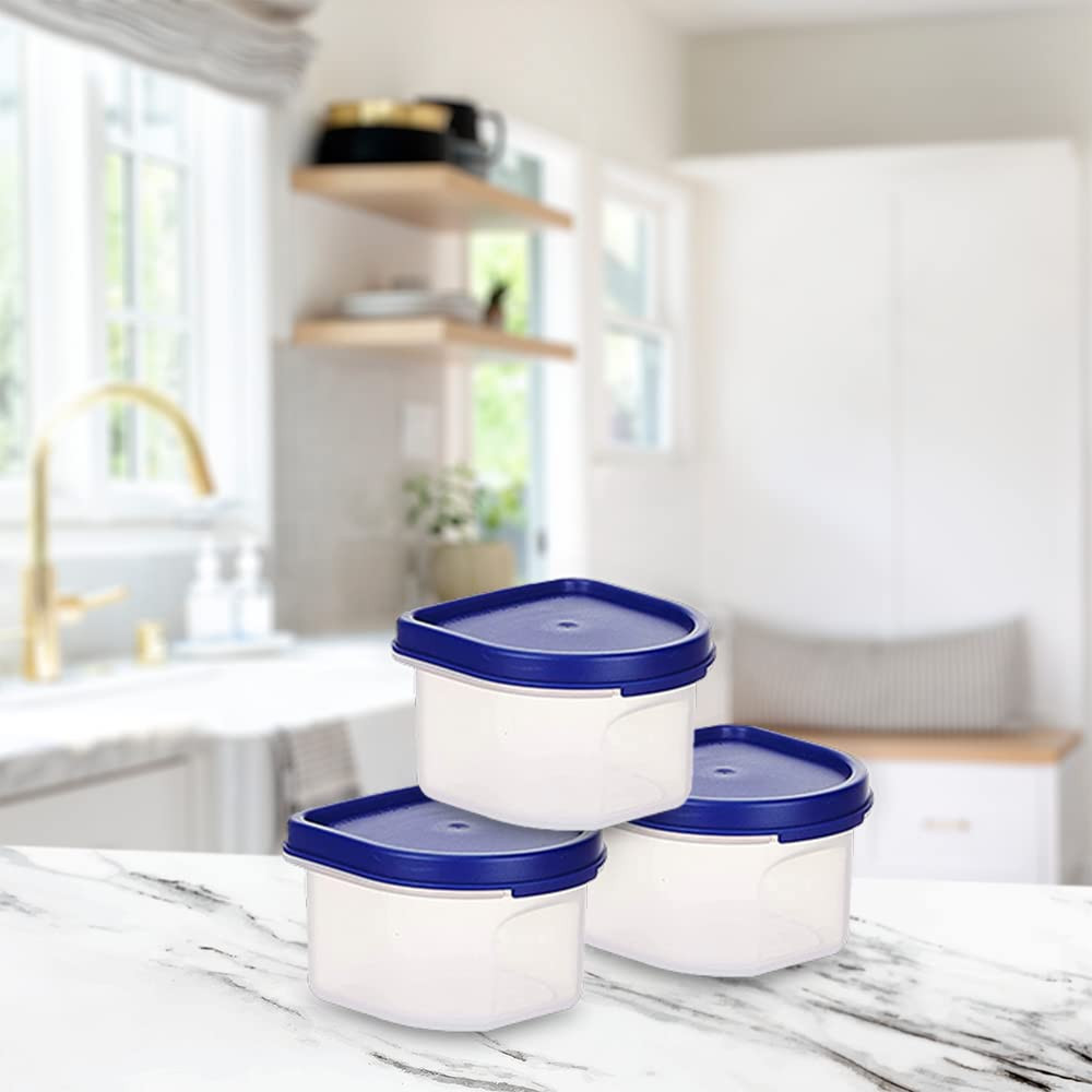 Kuber Industries Storage Utility Container|Plastic Unbreakable Food Storage Jar|Leak Roof,BPA Free Food Kitchen Organizer with Lid,250 ML,Pack of 6 (White)