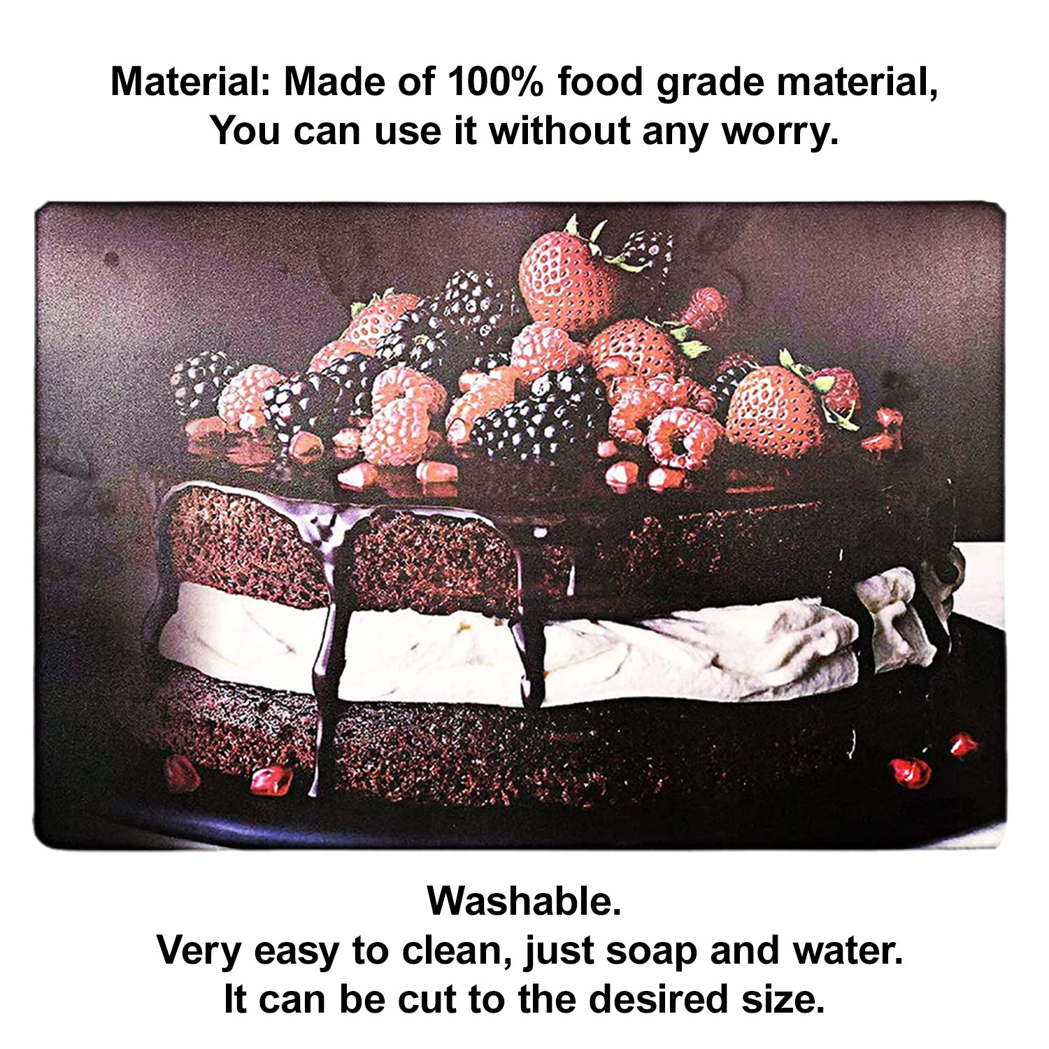 Kuber Industries Strawberry Print Waterproof, Stain Resistant, Washable Refrigerator/Fridge Drawer Mat, Set of 6 (Black)
