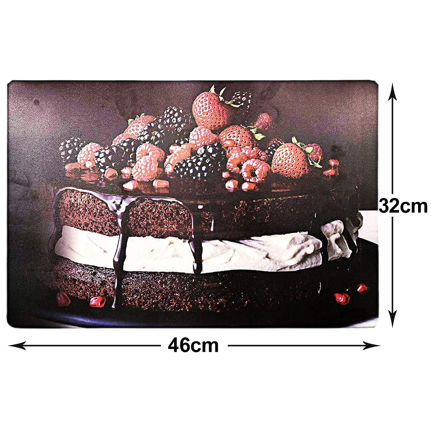 Kuber Industries Strawberry Print Waterproof, Stain Resistant, Washable Refrigerator/Fridge Drawer Mat, Set of 6 (Black)