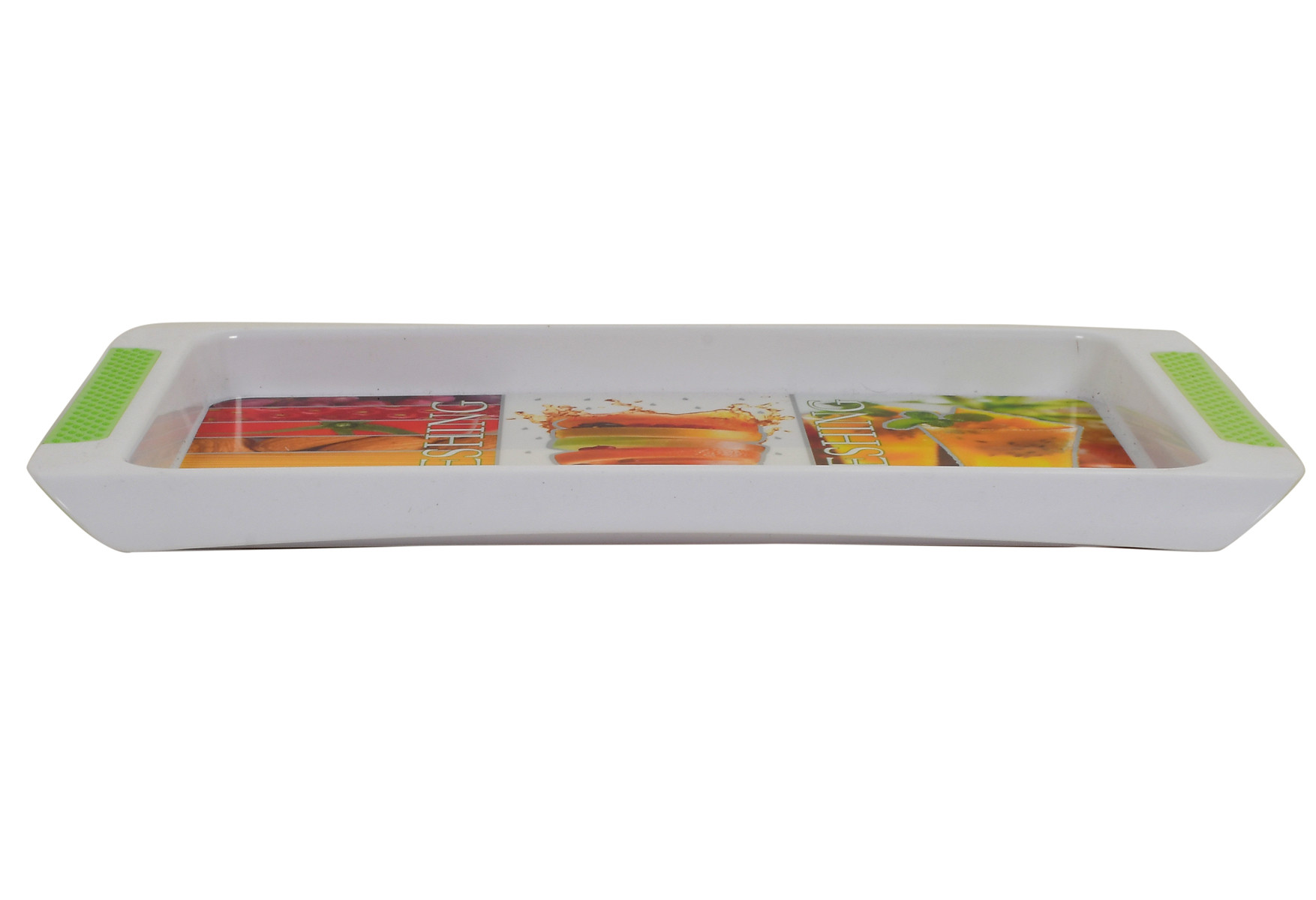 Kuber Industries Strawberry Printed Plastic Serving Tray, Set of 3 (Green)