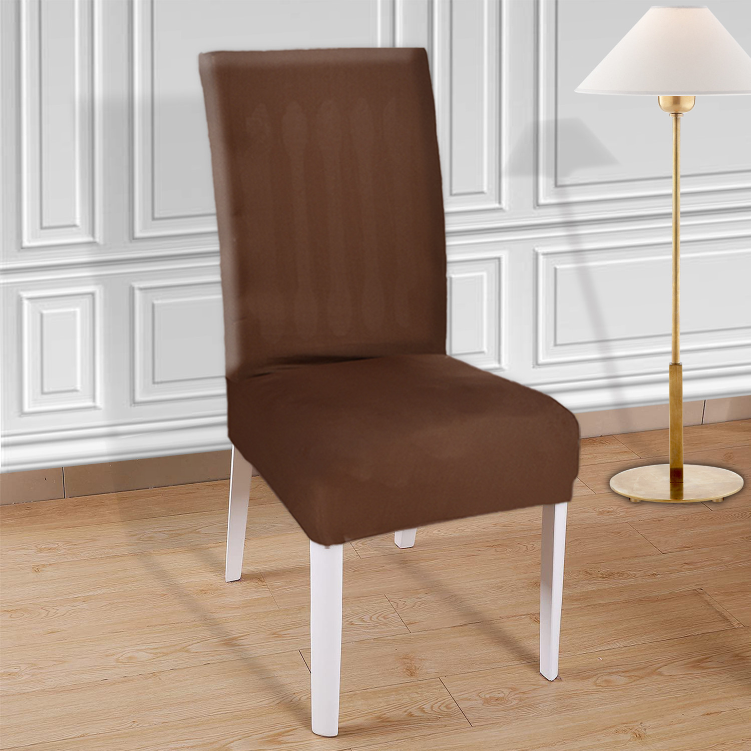 Kuber Industries Stretchable, Non-Slip Polyster 1 Seater Sofa & Chair Cover Set, Set of 2 (Brown)
