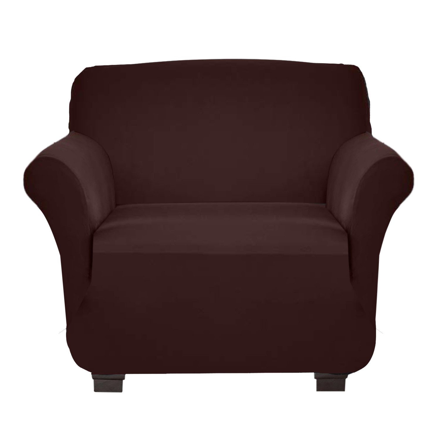 Kuber Industries Stretchable, Non-Slip Polyster Single Seater Sofa Cover/Slipcover/Protector With Foam Stick (Brown)