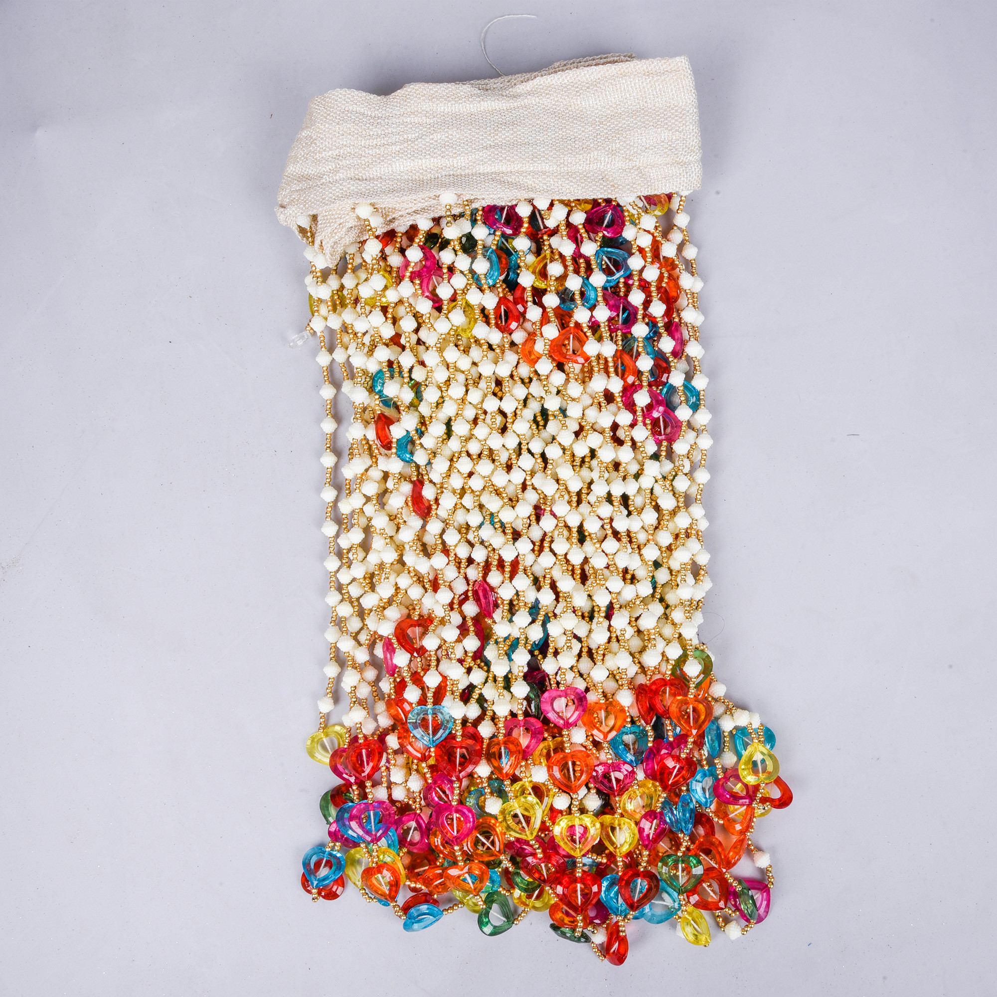 Kuber Industries String Curtain  Fancy Sparkling Door Curtains for Home Dcor  Pooja Room String Curtains  String Beads Sheer Curtains  Heart Angora Curtains  4x7 Feet  Multi