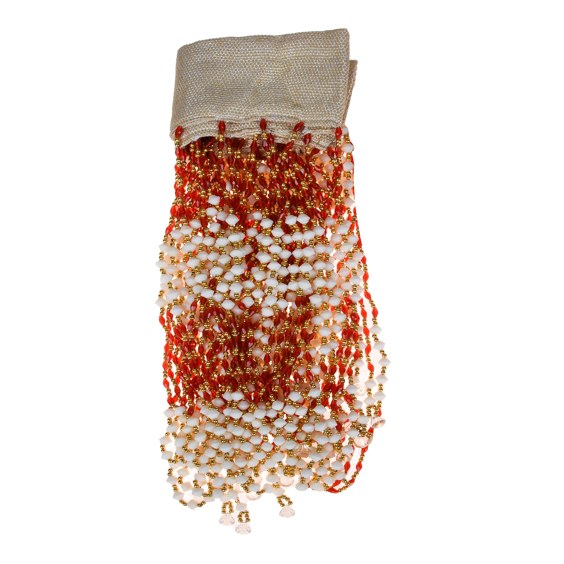 Kuber Industries String Curtain  Fancy Sparkling Door Curtains for Home Dcor  Pooja Room String Curtains  String Beads Sheer Curtains  Angura Temple Curtain  4x7 Feet  White  Red