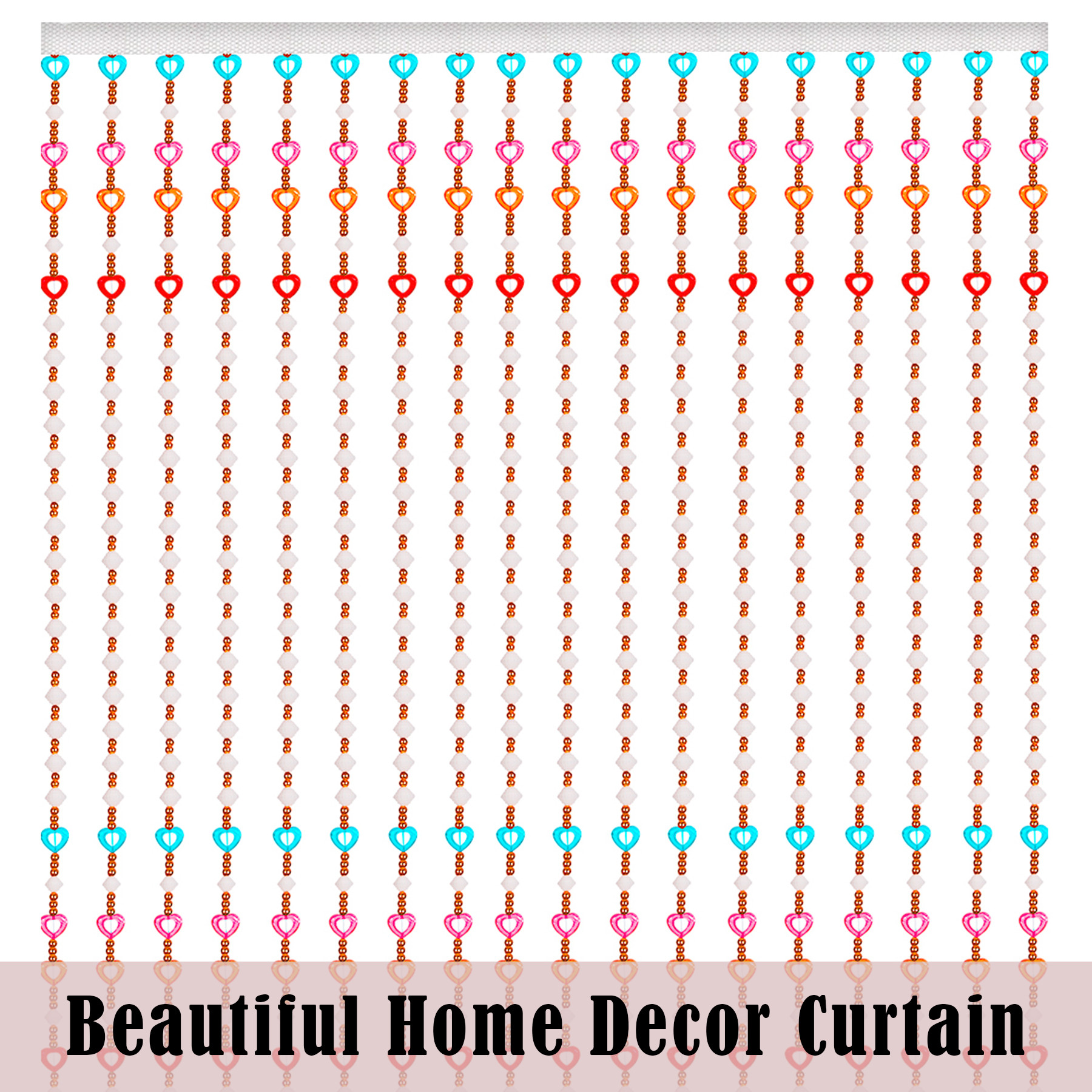 Kuber Industries String Curtain  Fancy Sparkling Door Curtains for Home Dcor  Pooja Room String Curtains  String Beads Sheer Curtains  Heart Angora Curtains  4x7 Feet  Multi