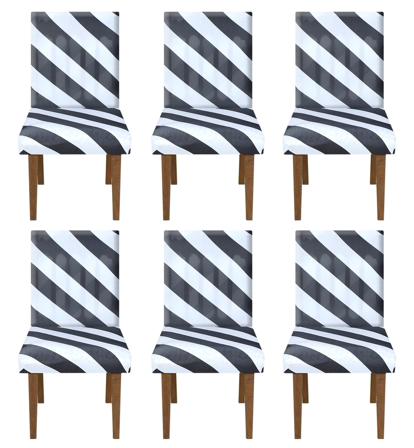 Kuber Industries Strip Printed Elastic Stretchable Polyster Chair Cover For Home, Office, Hotels, Wedding Banquet (Black & White)