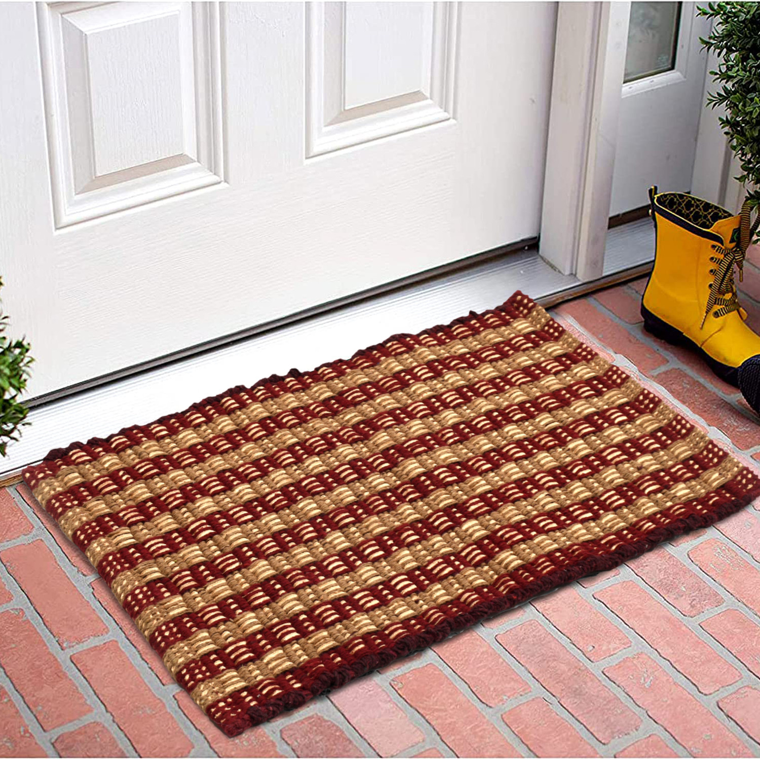Kuber Industries Strips Design Multiuses Washable Cotton Door Mat, Bathmat, 23