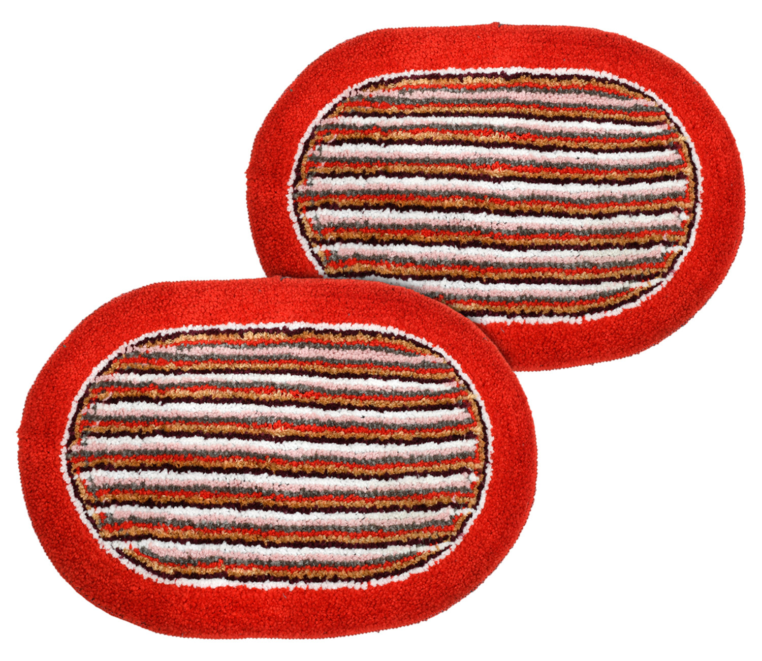 Kuber Industries Strips Design Soft Cotton Doormat Dirts Trapper Mat Bath Door Mat Machine Washable For Porch/Kitchen/Bathroom/Laundry Room (Red)