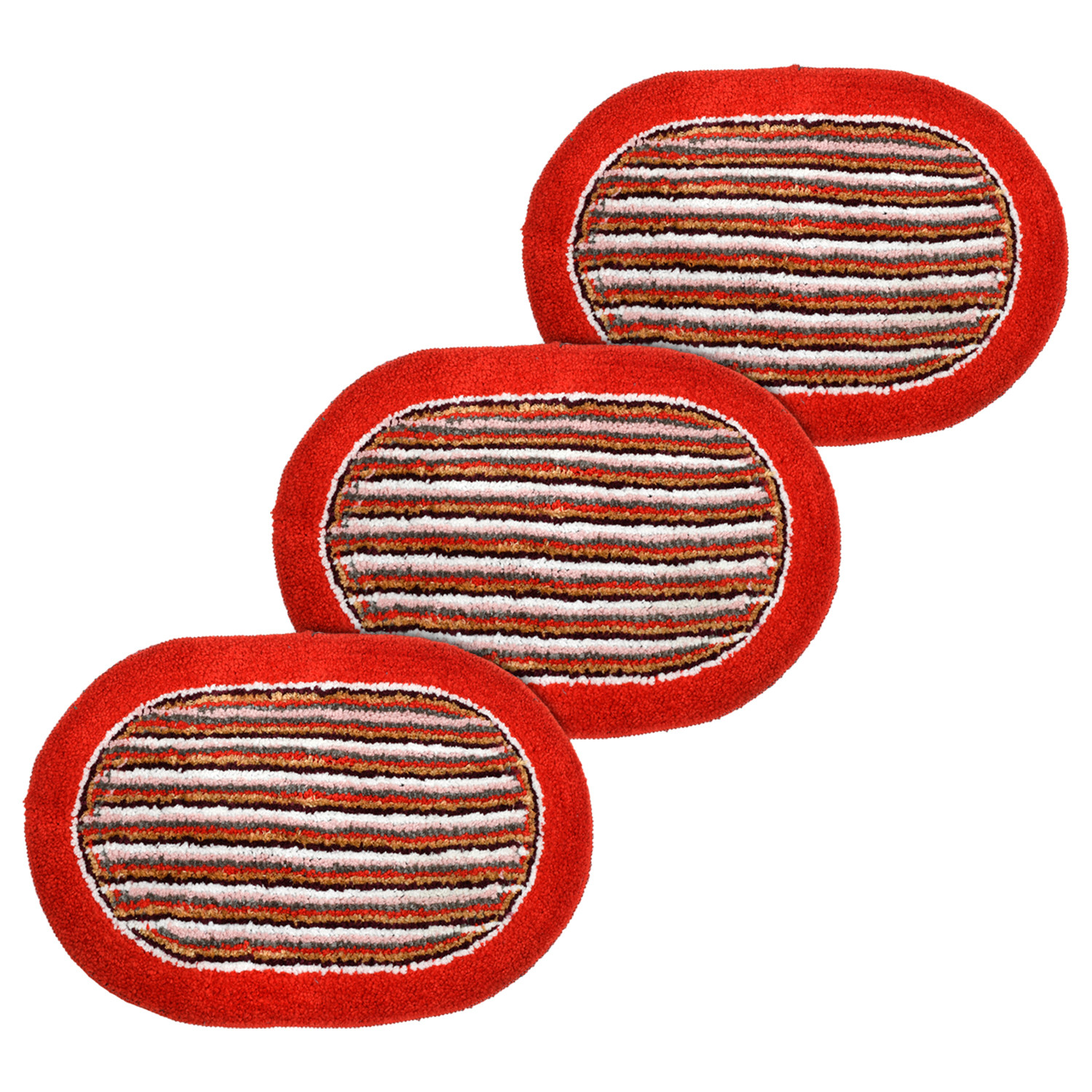 Kuber Industries Strips Design Soft Cotton Doormat Dirts Trapper Mat Bath Door Mat Machine Washable For Porch/Kitchen/Bathroom/Laundry Room (Red)