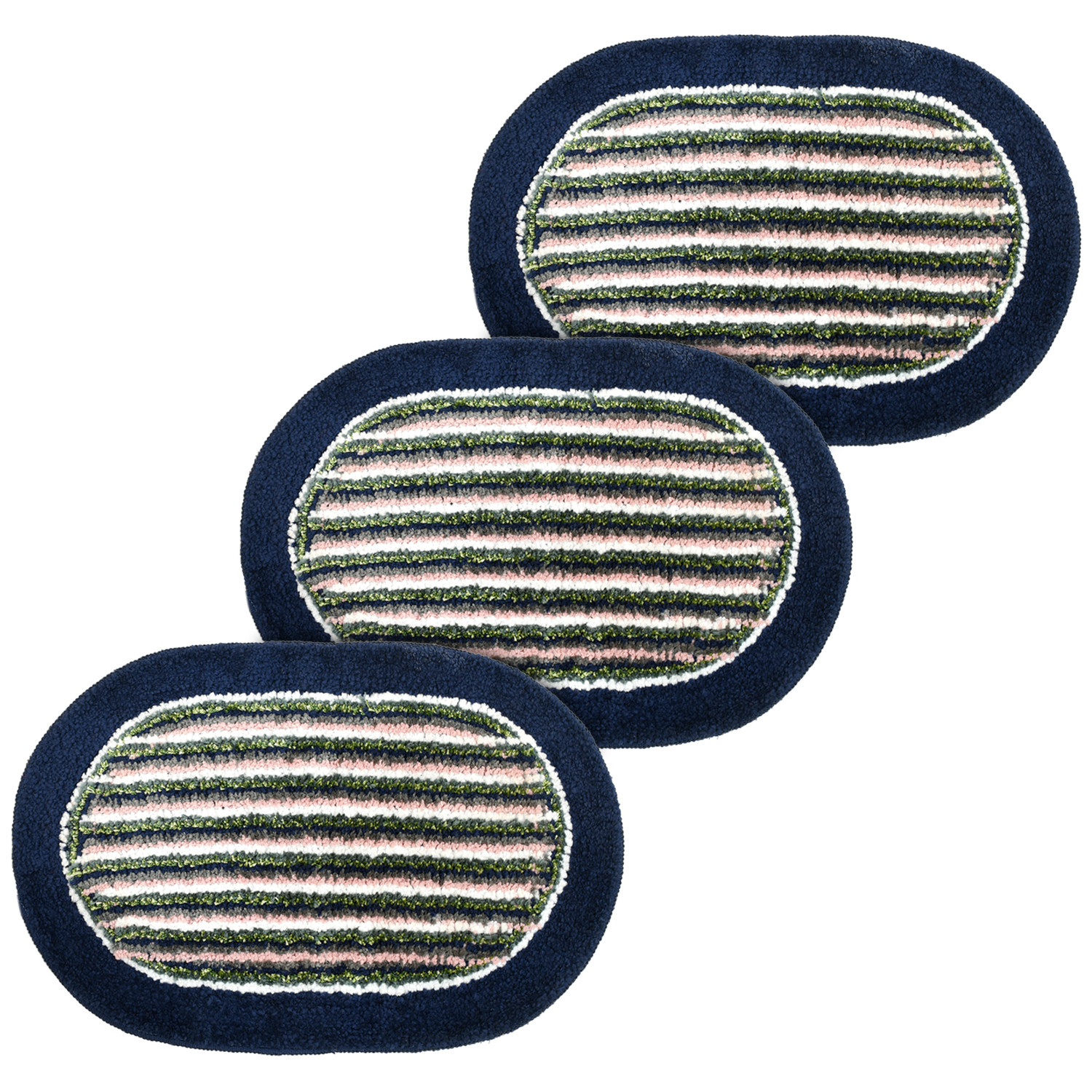 Kuber Industries Strips Design Soft Cotton Doormat Dirts Trapper Mat Bath Door Mat Machine Washable For Porch/Kitchen/Bathroom/Laundry Room (Blue)