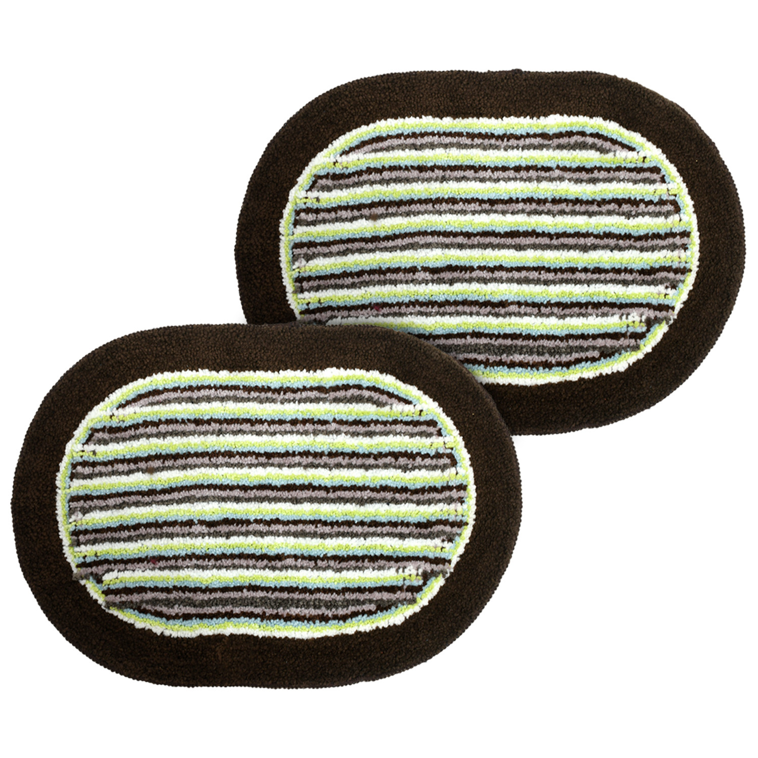 Kuber Industries Strips Design Soft Cotton Doormat Dirts Trapper Mat Bath Door Mat Machine Washable For Porch/Kitchen/Bathroom/Laundry Room (Brown & Green)