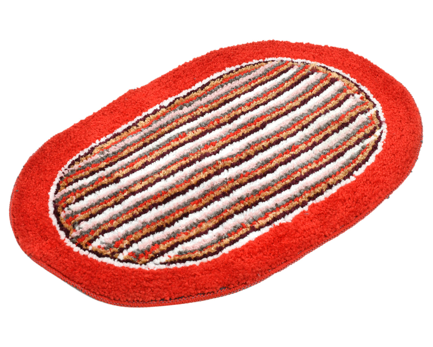 Kuber Industries Strips Design Soft Cotton Doormat Dirts Trapper Mat Bath Door Mat Machine Washable For Porch/Kitchen/Bathroom/Laundry Room- Pack of 2 (Brown & Green & Red)