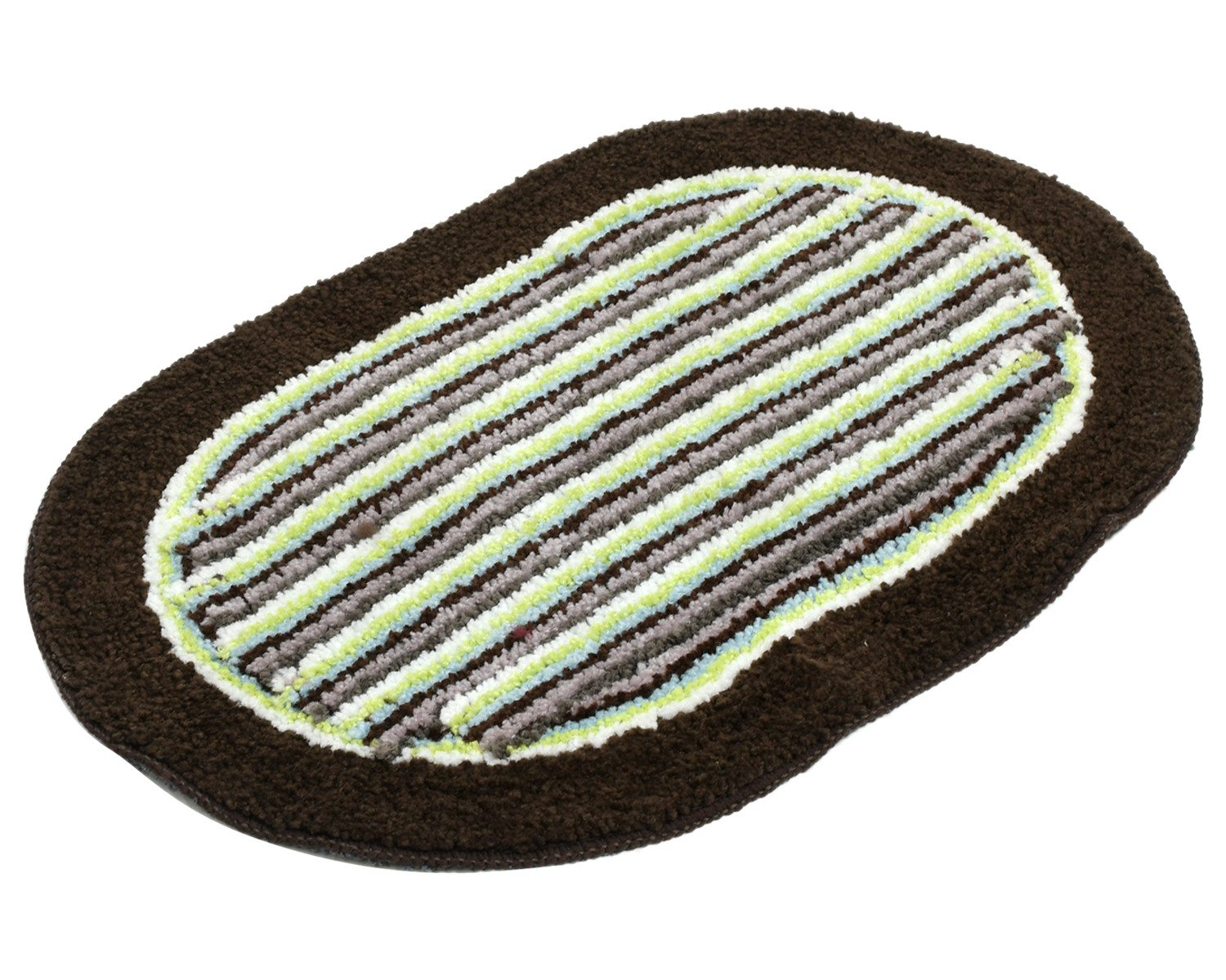 Kuber Industries Strips Design Soft Cotton Doormat Dirts Trapper Mat Bath Door Mat Machine Washable For Porch/Kitchen/Bathroom/Laundry Room- Pack of 2 (Brown & Green & Brown)