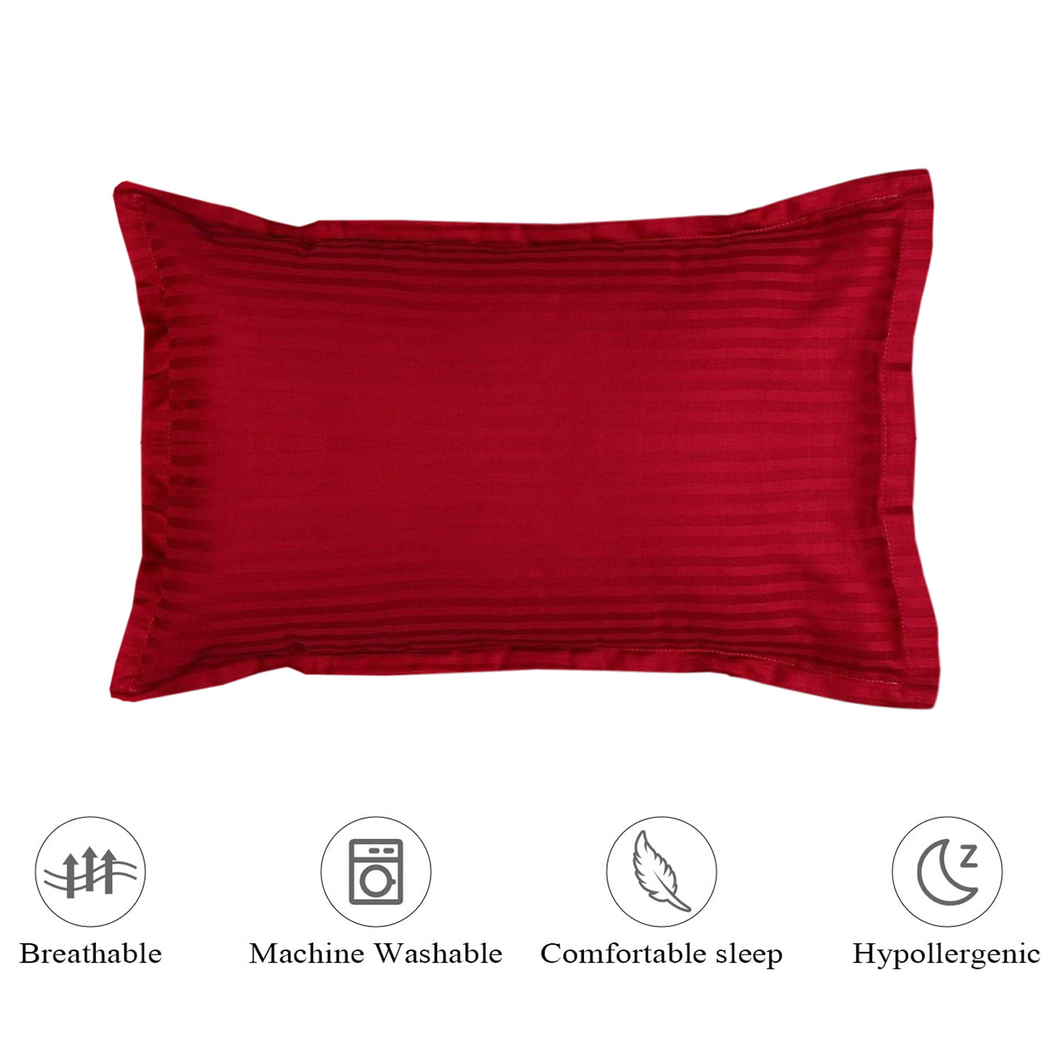 Kuber Industries Strips Print Breathable & Soft Cotton Pillow Cover For Sofa Couch Bed(Red) 54KM4125