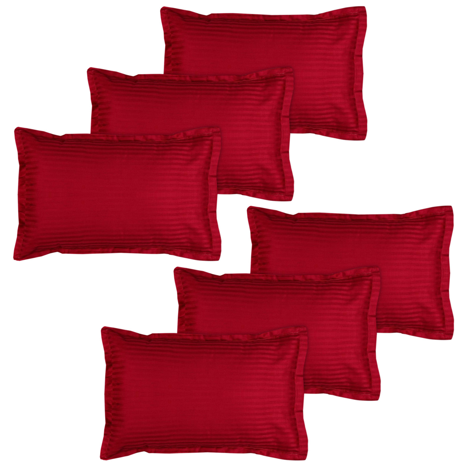 Kuber Industries Strips Print Breathable & Soft Cotton Pillow Cover For Sofa Couch Bed(Red) 54KM4125