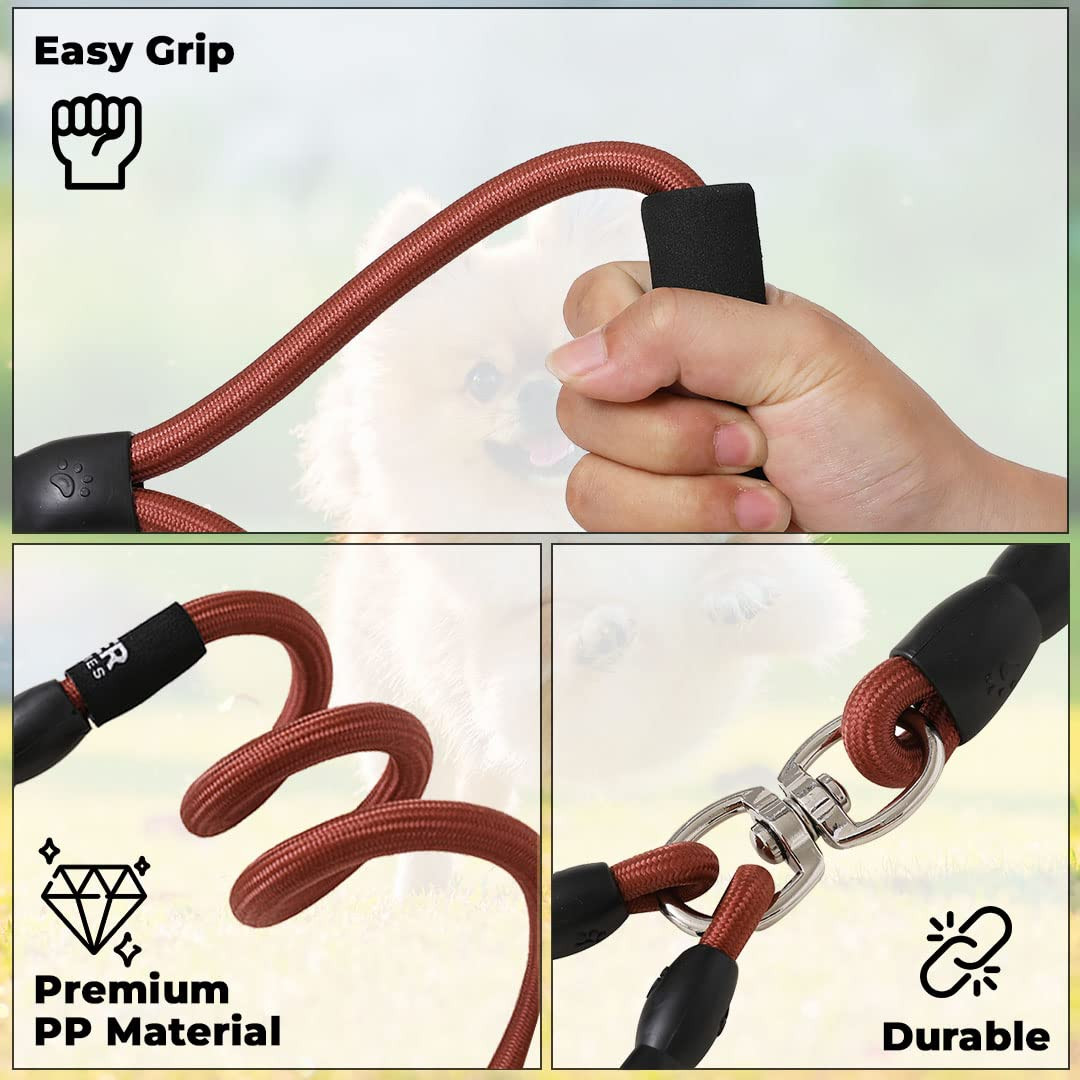 Kuber Industries Strong Dog Rope Leash with Comfortable Padded Handle, Coffee