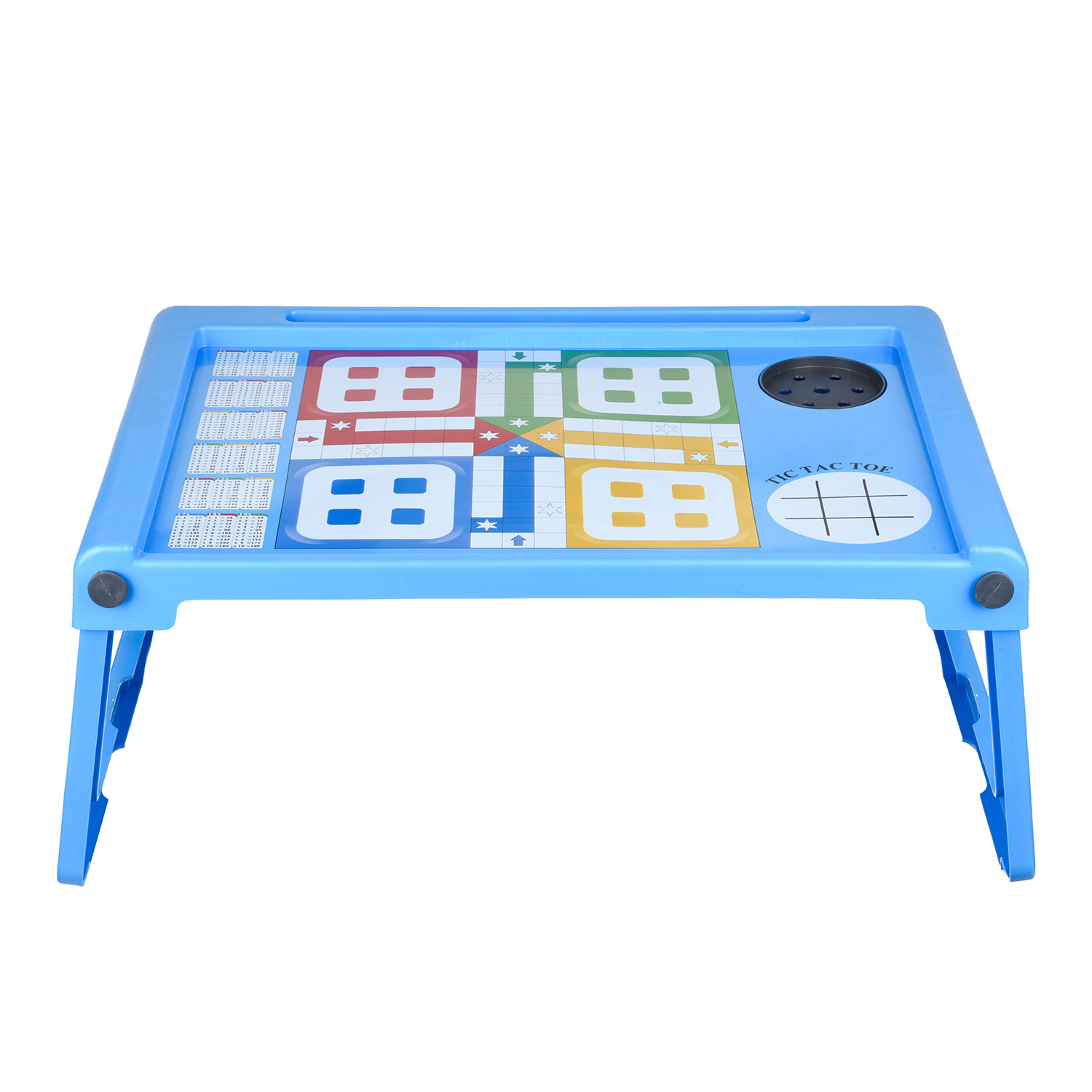 Kuber Industries Study Table | Study Bed Table for Kids | Foldable Study Table | Ludo Game Table for Kids | Laptop Support Table | Kids Gaming Study Ludo Table with Bottle Holder | Blue