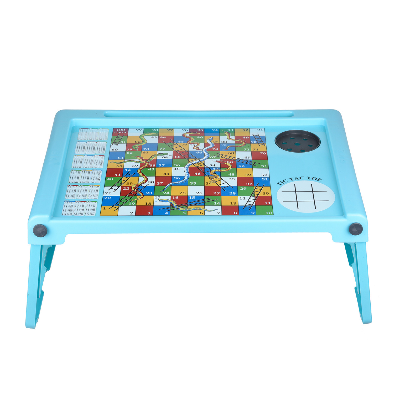 Kuber Industries Study Table | Study Bed Table for Kids | Foldable Study Table | Ludo Game Table for Kids | Laptop Support Table | Kids Gaming Study Ludo Table with Bottle Holder | Green