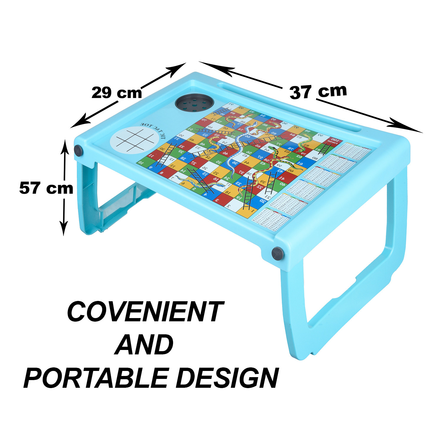 Kuber Industries Study Table | Study Bed Table for Kids | Foldable Study Table | Ludo Game Table for Kids | Laptop Support Table | Kids Gaming Study Ludo Table with Bottle Holder | Green