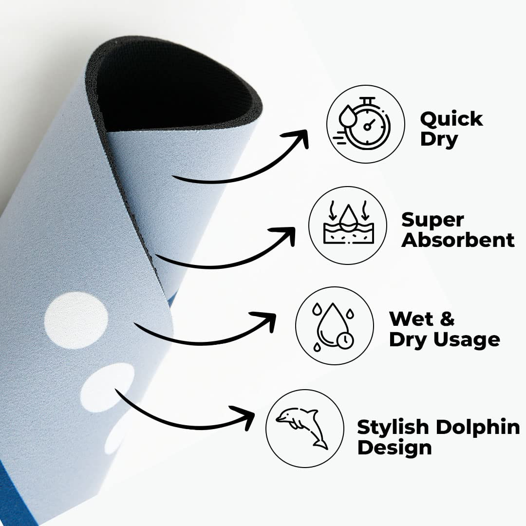 Kuber Industries Stylish Beautiful Dolphin Bathroom Mat, Door Mat, Floor Mat, Bath Mat| Non-Slip, Super Absorbent, Quick Dry| Dirt Barrier for Home & Office |38 x 58 cm, Multicolor