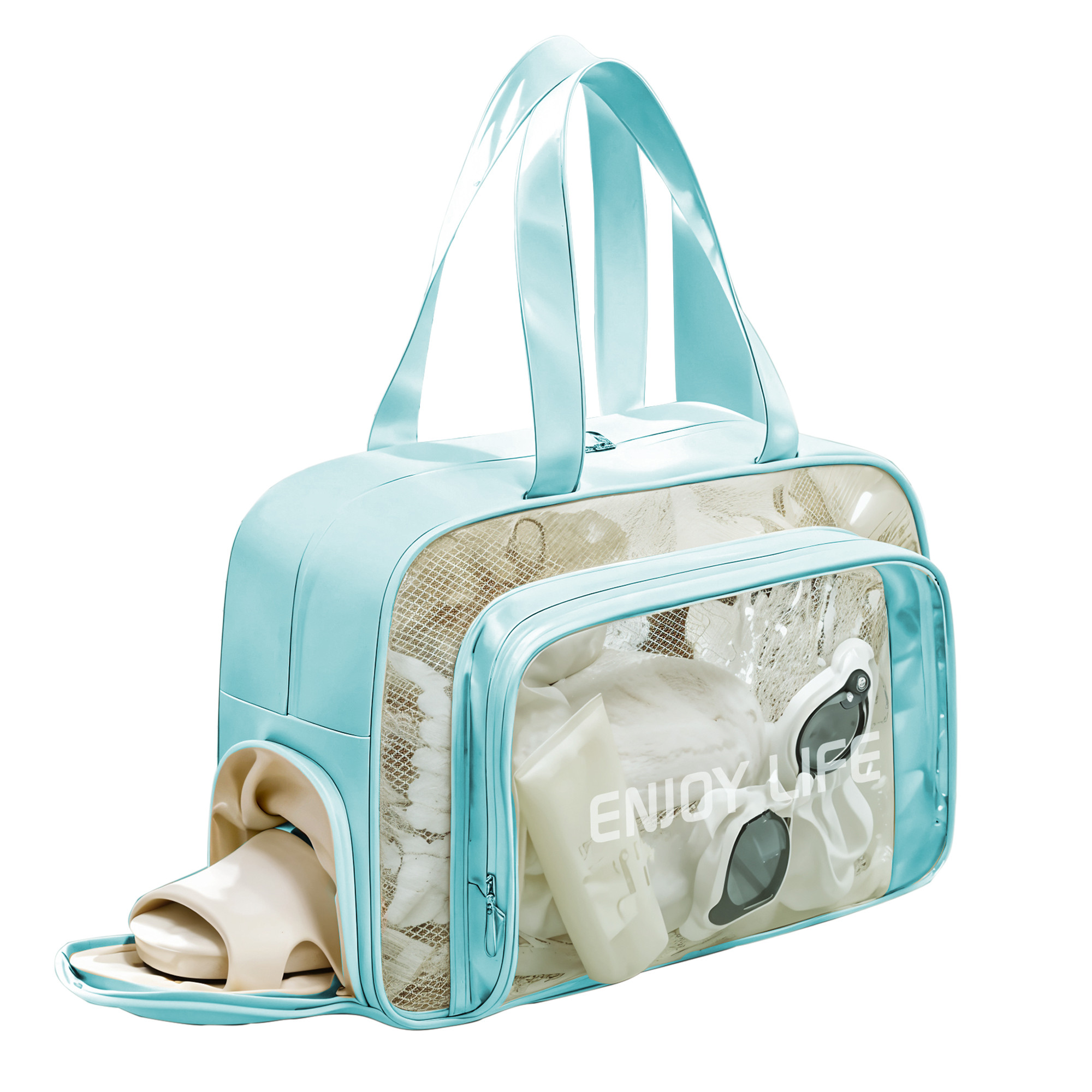 Kuber Industries Stylish CosmeticMakeup Organizer Bag with Zip  Carry Handle  Fashionable Makeup  Toiletry Travel Kit for Women  Portable Makeup Pouch for Daily Use  YJ-32-BLU  Blue