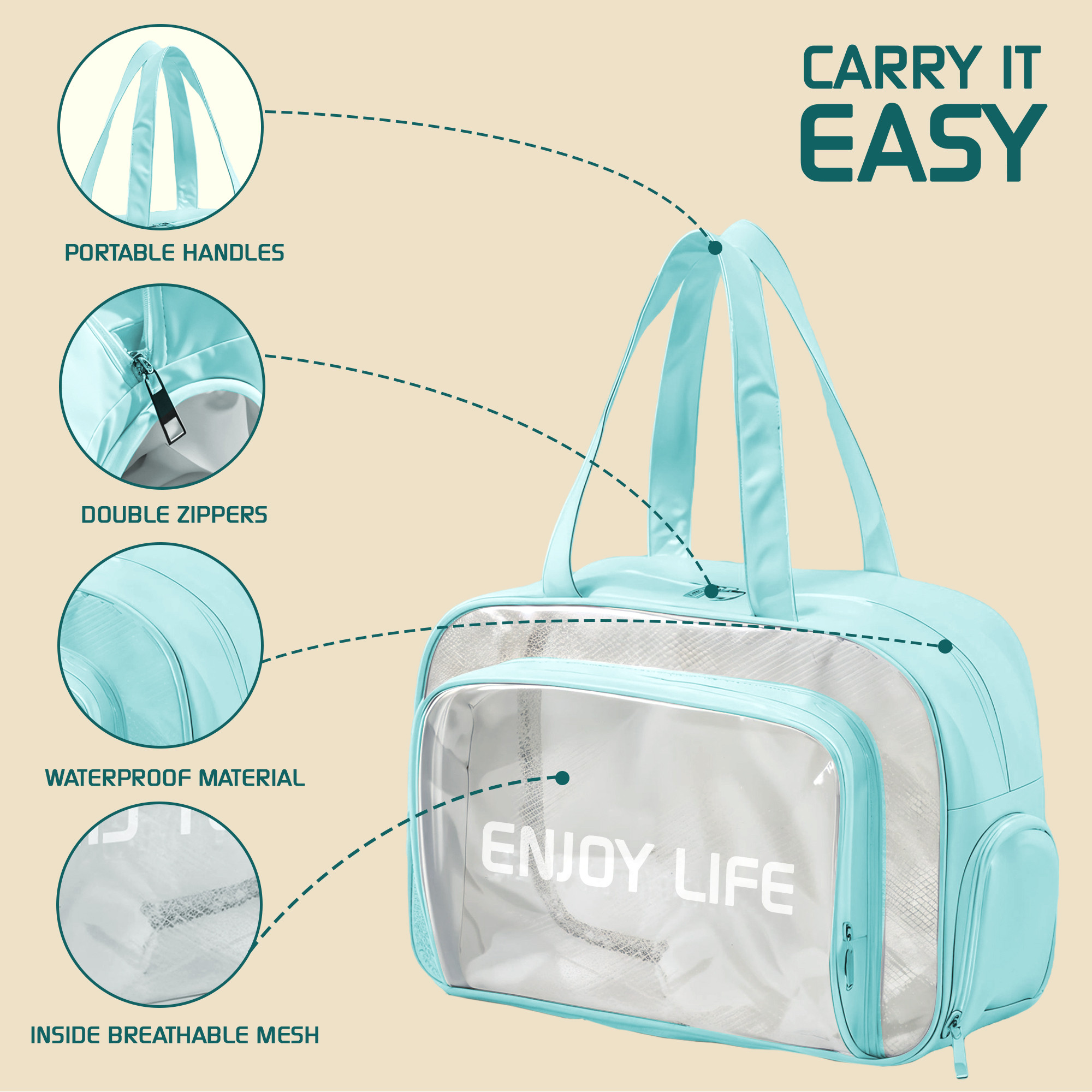 Kuber Industries Stylish CosmeticMakeup Organizer Bag with Zip  Carry Handle  Fashionable Makeup  Toiletry Travel Kit for Women  Portable Makeup Pouch for Daily Use  YJ-32-BLU  Blue