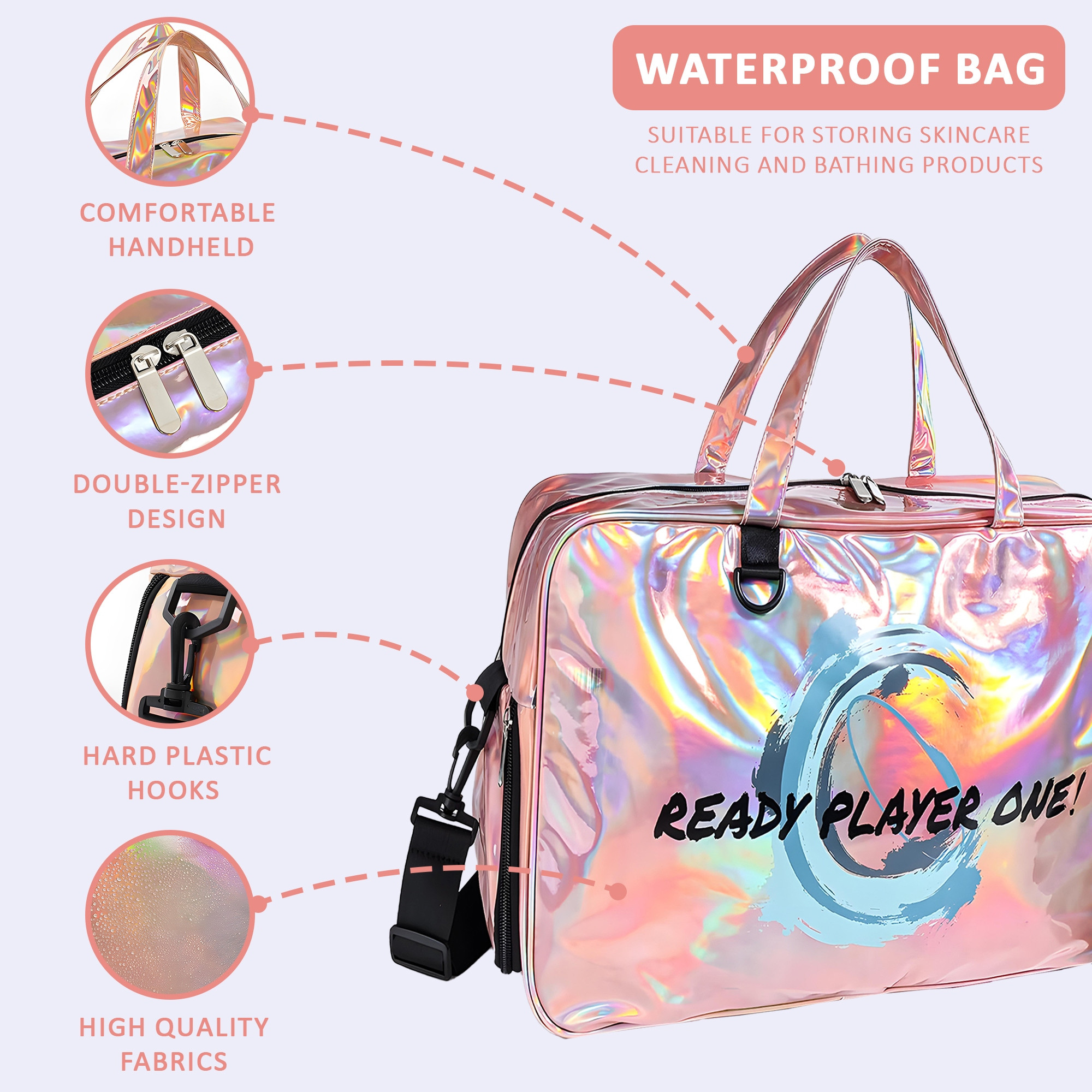 Kuber Industries Stylish CosmeticMakeup Organizer Bag with Zip  Sling Strap  Makeup  Toiletry Travel Kit for Women  Vanity Case with Side Compartment  YJ-33-GD  Gradient Pink