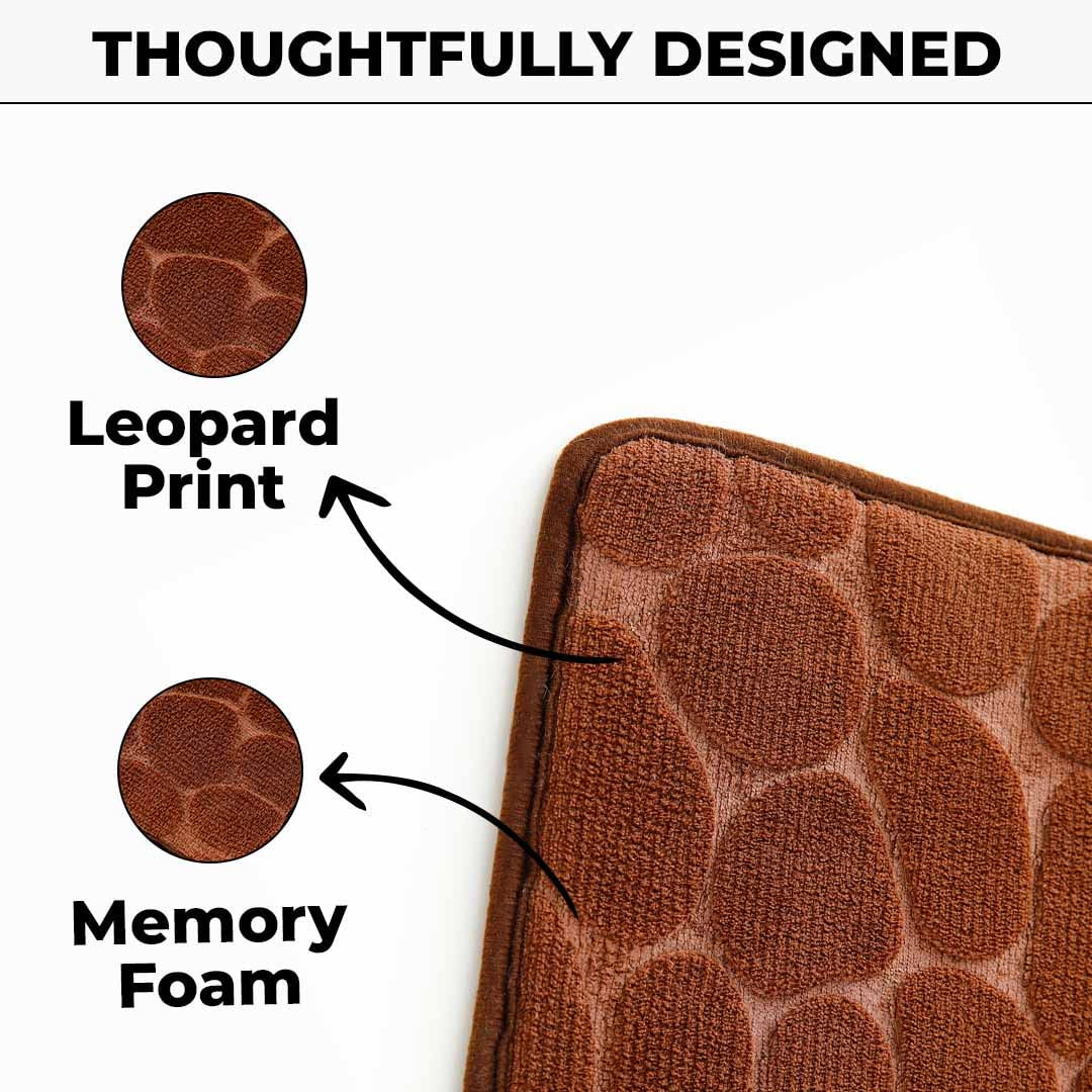 Kuber Industries Stylish Door Mat with Leopard Print Design|Super Absorbent & Comfortable|Anti Skid Bathroom Mat|Multi-Utility Mat for Living Room,Bedroom & Other Spaces|SZ-01|40 x 60 cm,Brown
