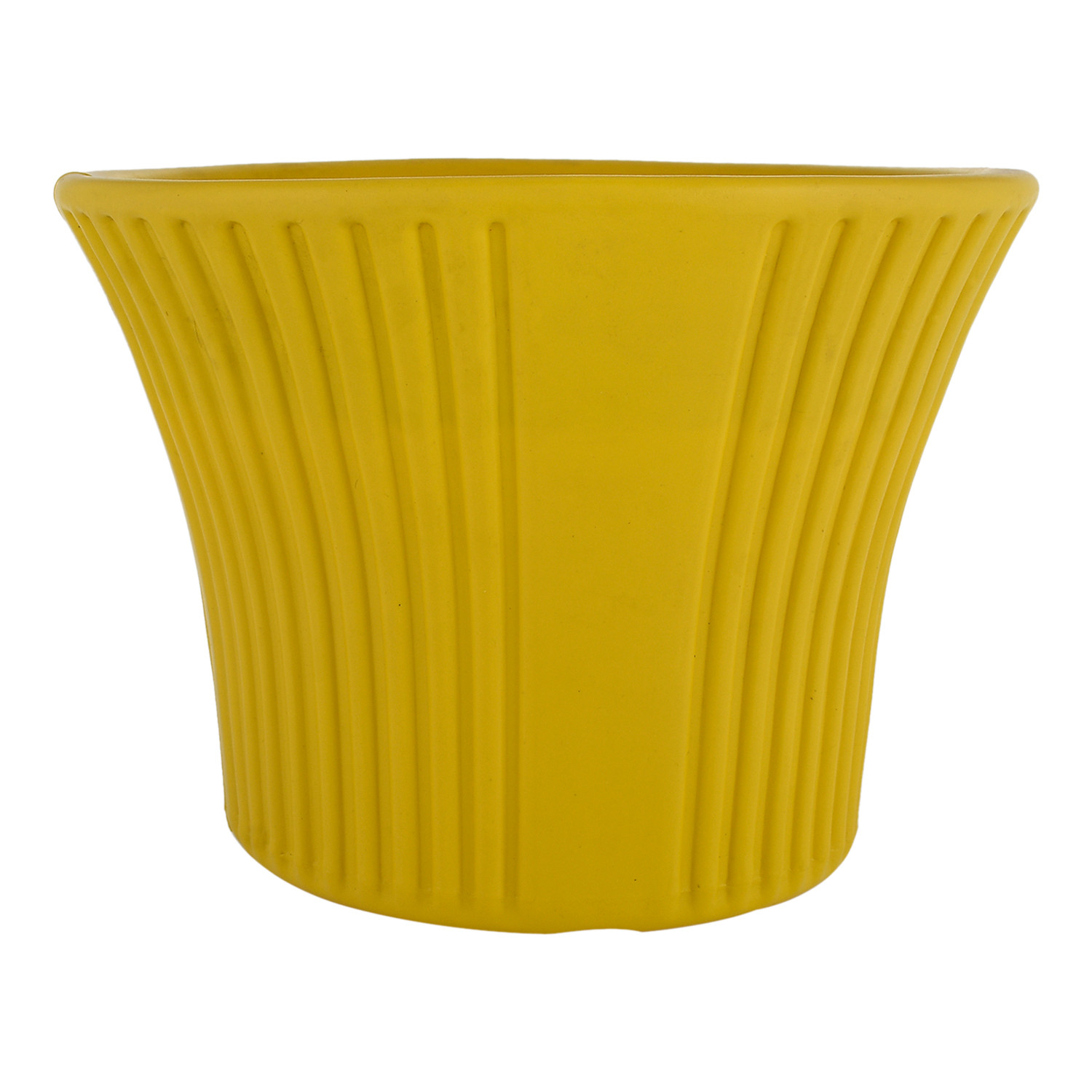 Kuber Industries Sunshine Flower Pot|Durable Plastic Flower Pots|Planters for Home Décor|Garden|Living Room|Balcony|8 Inch (Yellow)