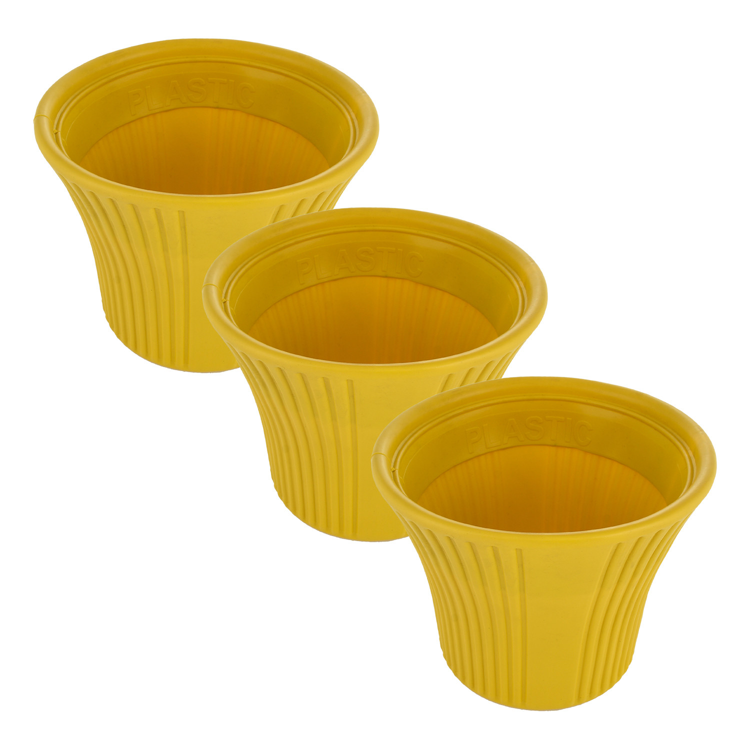 Kuber Industries Sunshine Flower Pot|Durable Plastic Flower Pots|Planters for Home Décor|Garden|Living Room|Balcony|8 Inch (Yellow)