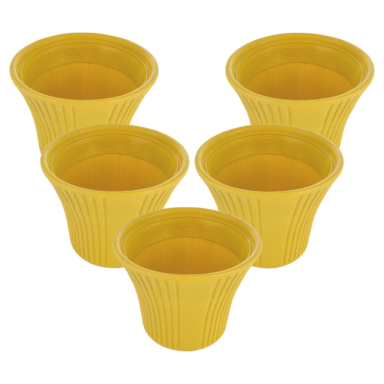 Kuber Industries Sunshine Flower Pot|Durable Plastic Flower Pots|Planters for Home Décor|Garden|Living Room|Balcony|8 Inch (Yellow)