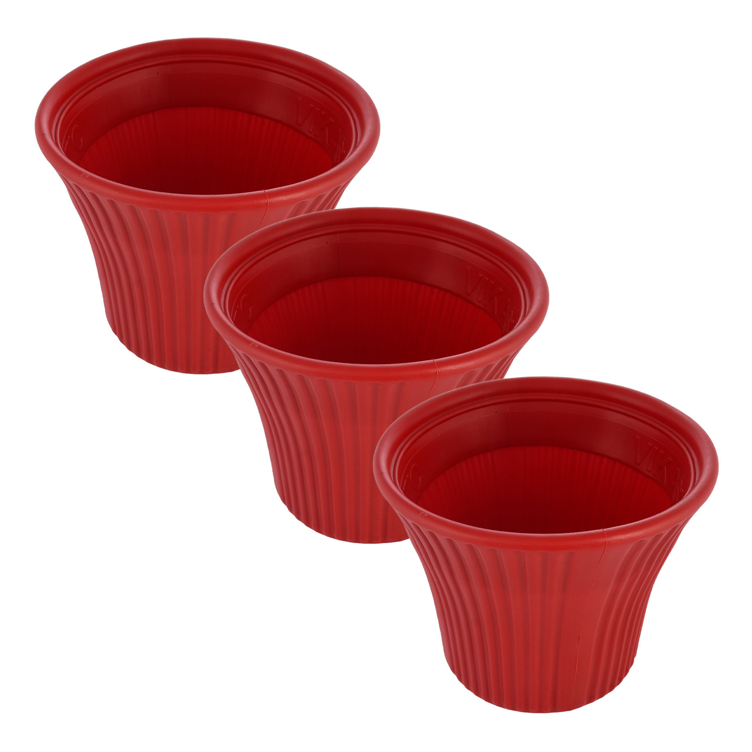 Kuber Industries Sunshine Flower Pot|Durable Plastic Flower Pots|Planters for Home Décor|Garden|Living Room|Balcony|8 Inch|(Red)