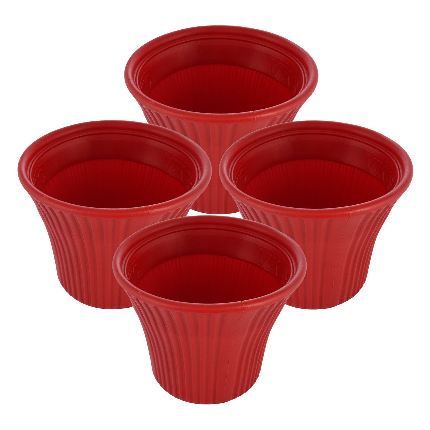 Kuber Industries Sunshine Flower Pot|Durable Plastic Flower Pots|Planters for Home Décor|Garden|Living Room|Balcony|8 Inch|(Red)