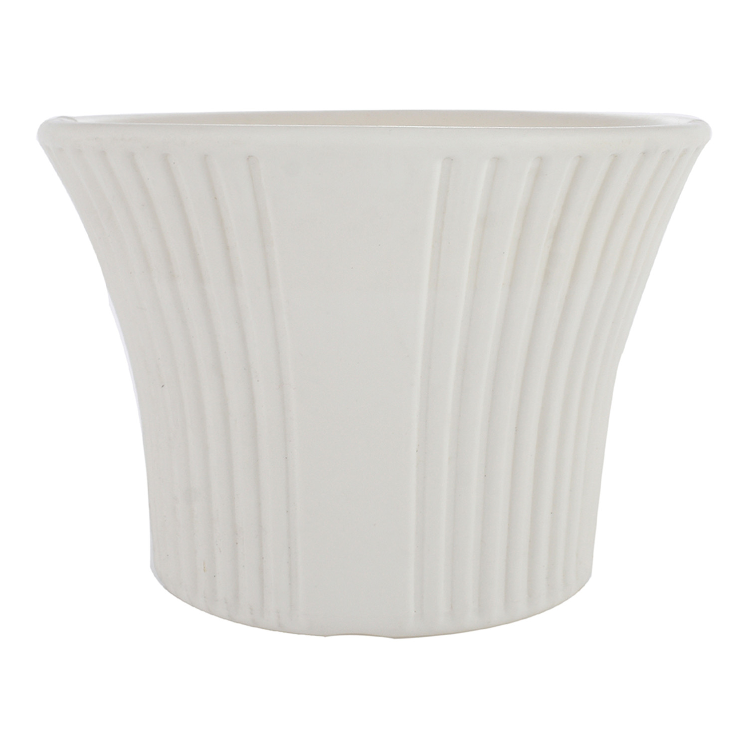 Kuber Industries Sunshine Flower Pot|Durable Plastic Flower Pots|Planters for Home Décor|Garden|Living Room|Balcony|8 Inch (White)