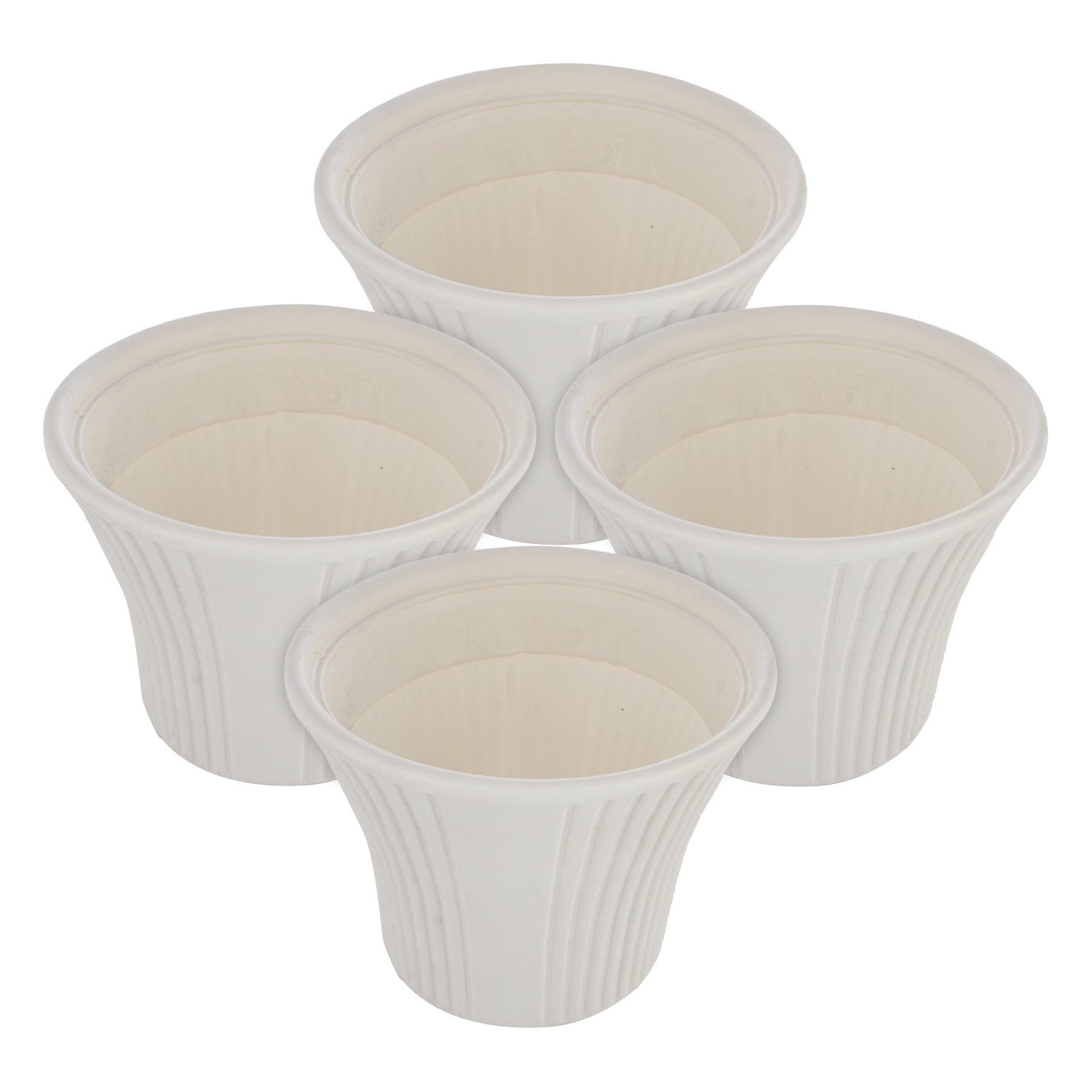 Kuber Industries Sunshine Flower Pot|Durable Plastic Flower Pots|Planters for Home Décor|Garden|Living Room|Balcony|8 Inch (White)