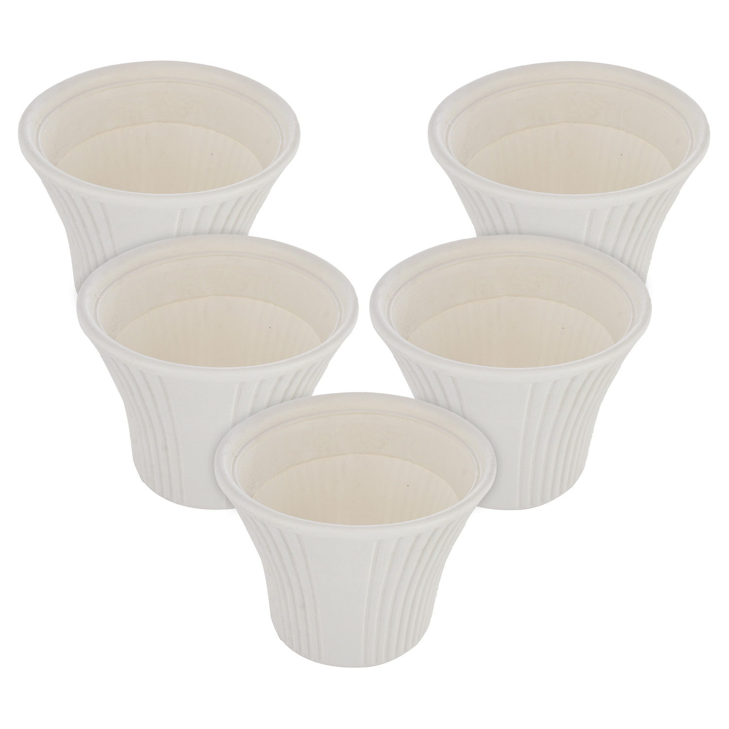 Kuber Industries Sunshine Flower Pot|Durable Plastic Flower Pots|Planters for Home Décor|Garden|Living Room|Balcony|8 Inch (White)