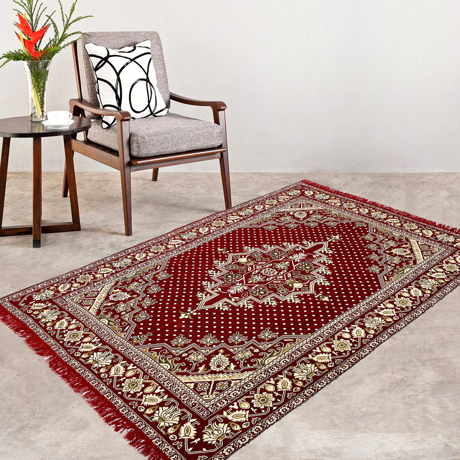 Kuber Industries Super Soft Area Rugs Silky Smooth Bedroom Mats for Living Room Kids Room Baby Room Dormitory Home Decor Carpet-5 x 7 Feet (Maroon)