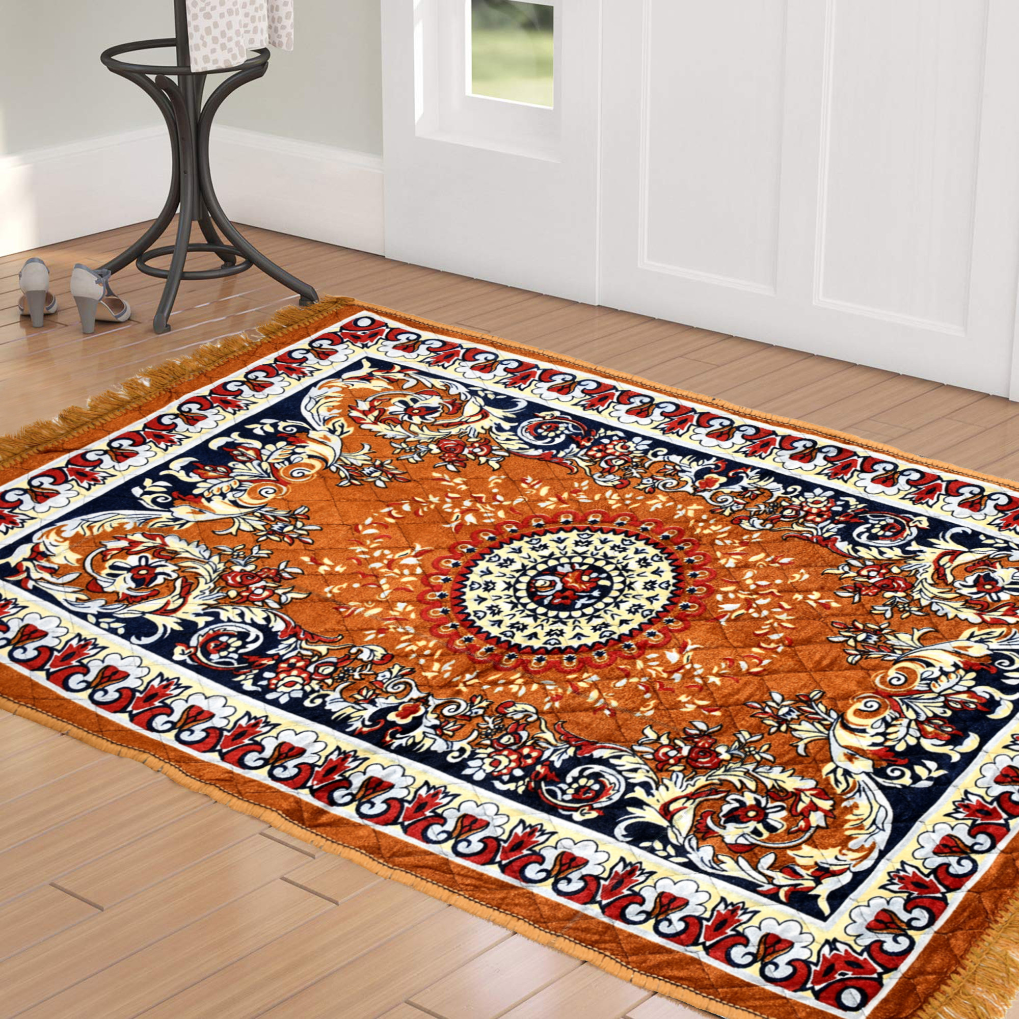 Kuber Industries Super Soft Area Rugs Silky Smooth Bedroom Mats for Living Room Kids Room Baby Room Dormitory Home Decor Carpet-4 x 2 Feet (Orange)
