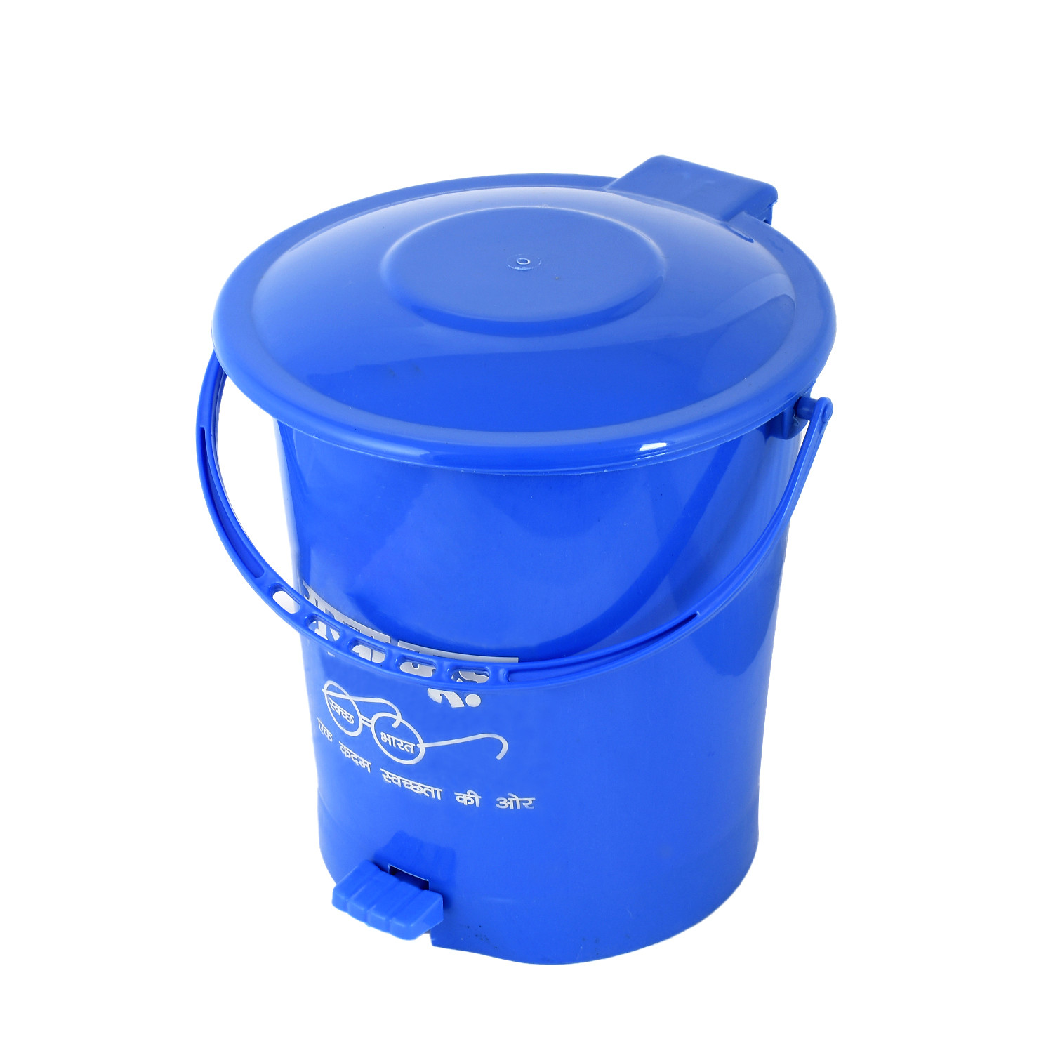 Kuber Industries Swach Bharat Plastic Dustbin Garbage Bin with Handle,10 Liters (Blue) -CTKTC38067