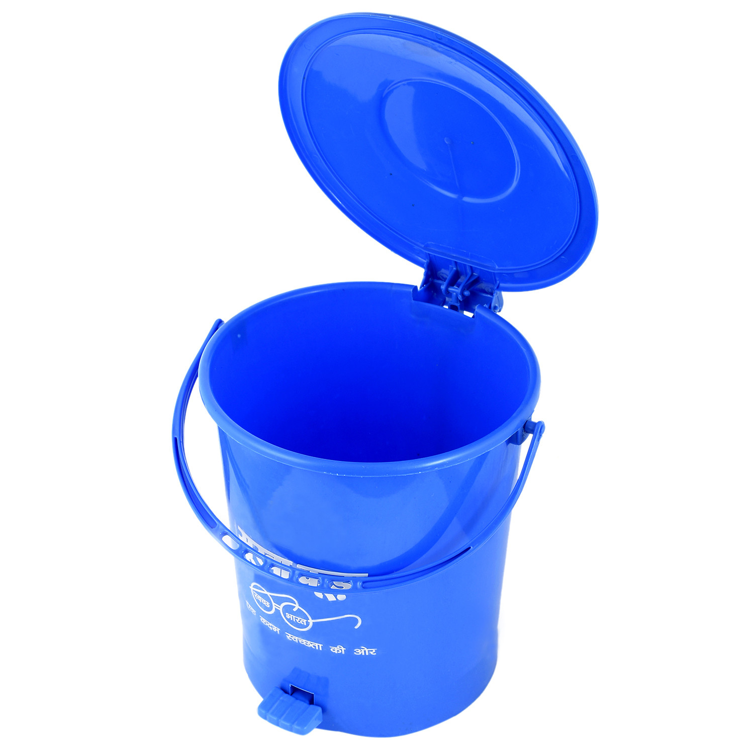 Kuber Industries Swach Bharat Plastic Dustbin Garbage Bin with Handle,10 Liters (Blue) -CTKTC38067
